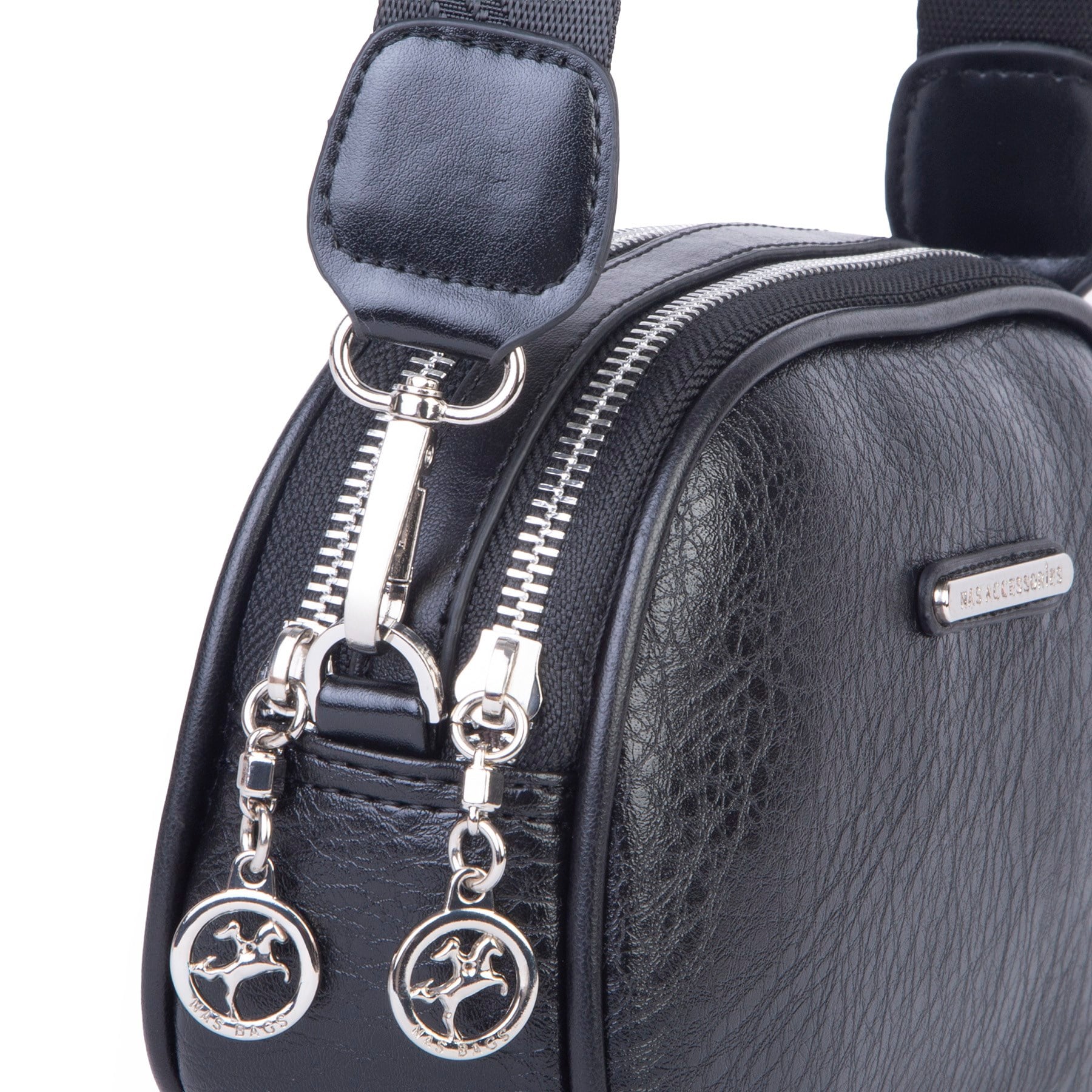 Nas Bag Kadın Mini Çapraz Çift Gözlü Çanta Siyah Victoria