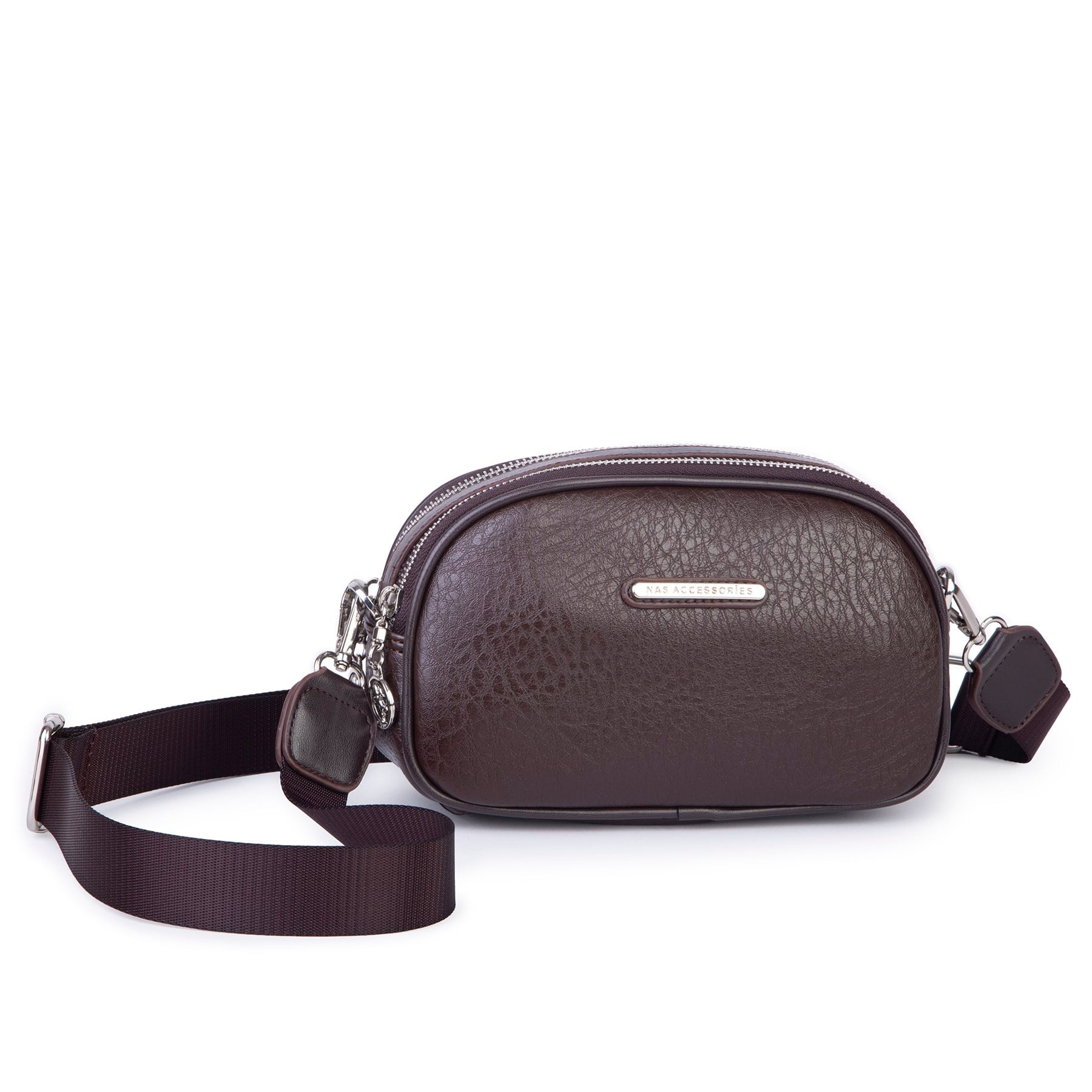 Nas Bag Kadın Mini Çapraz Çift Gözlü Çanta Kahve Victoria