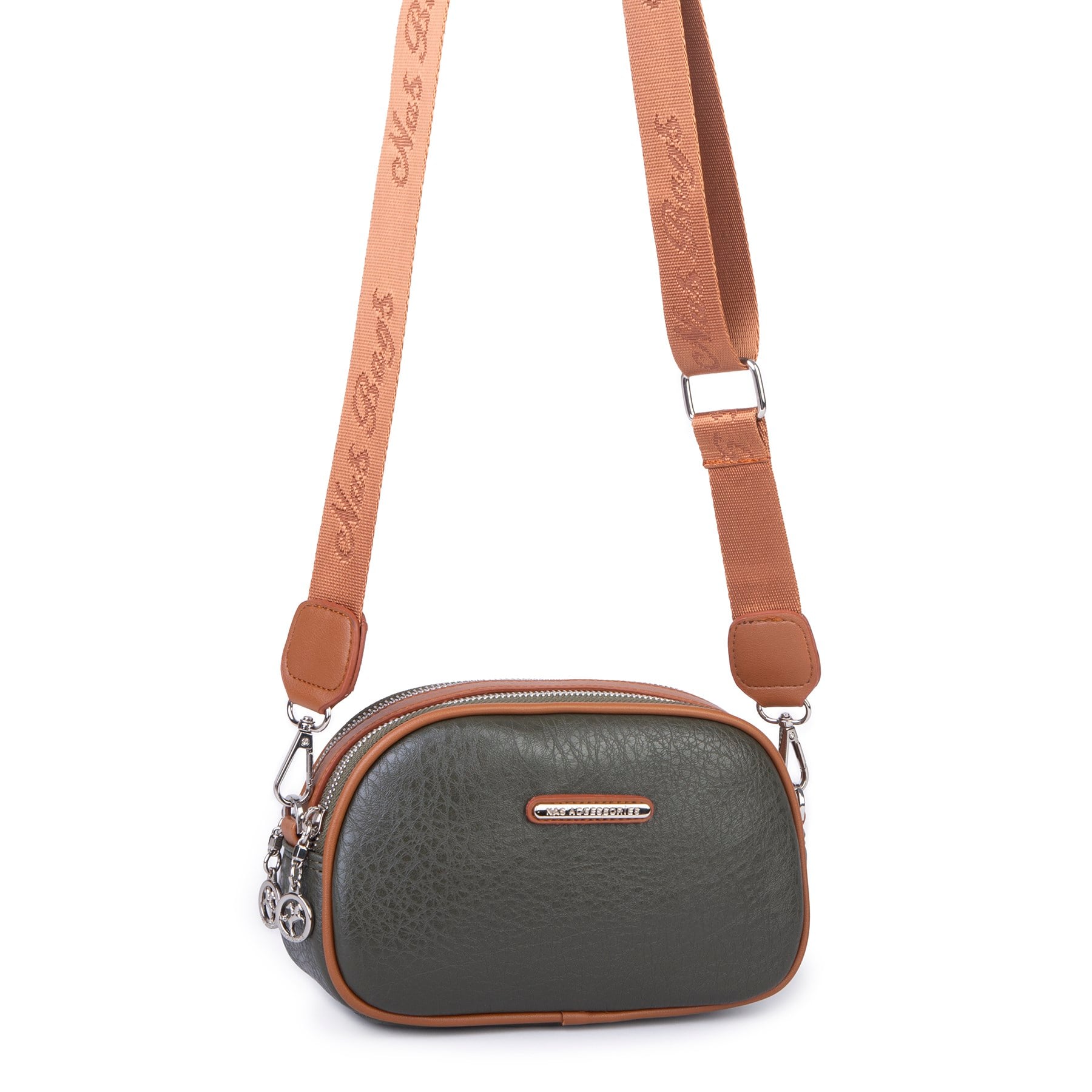 Nas Bag Kadın Mini Çapraz Çift Gözlü Çanta Haki Taba Victoria
