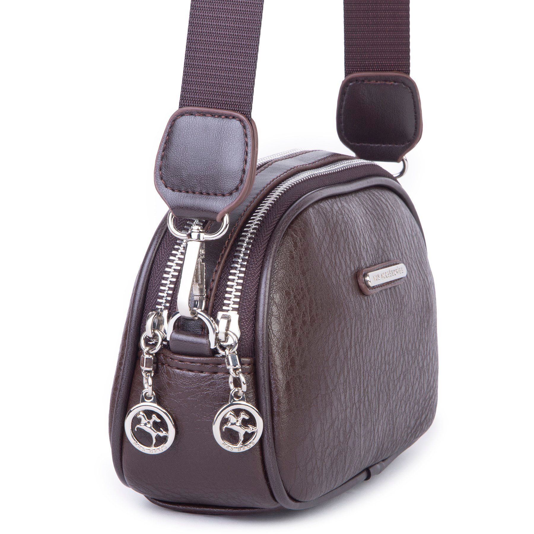 Nas Bag Kadın Mini Çapraz Çift Gözlü Çanta Kahve Victoria