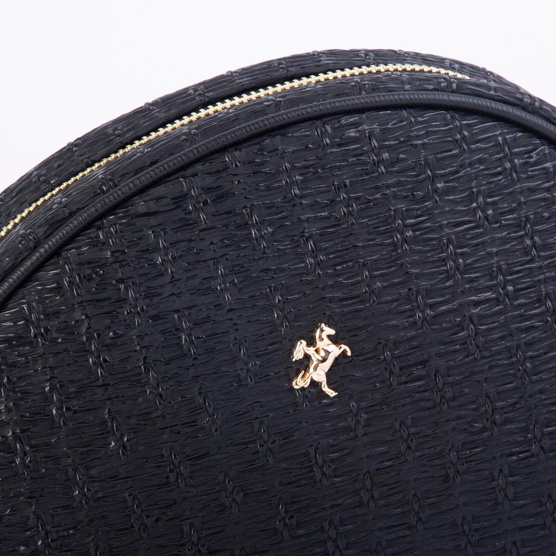 Nas Bag Kadın  Mini Çapraz Hasır Görünümlü  Çanta  Siyah  Hasır (21x16x8 cm)