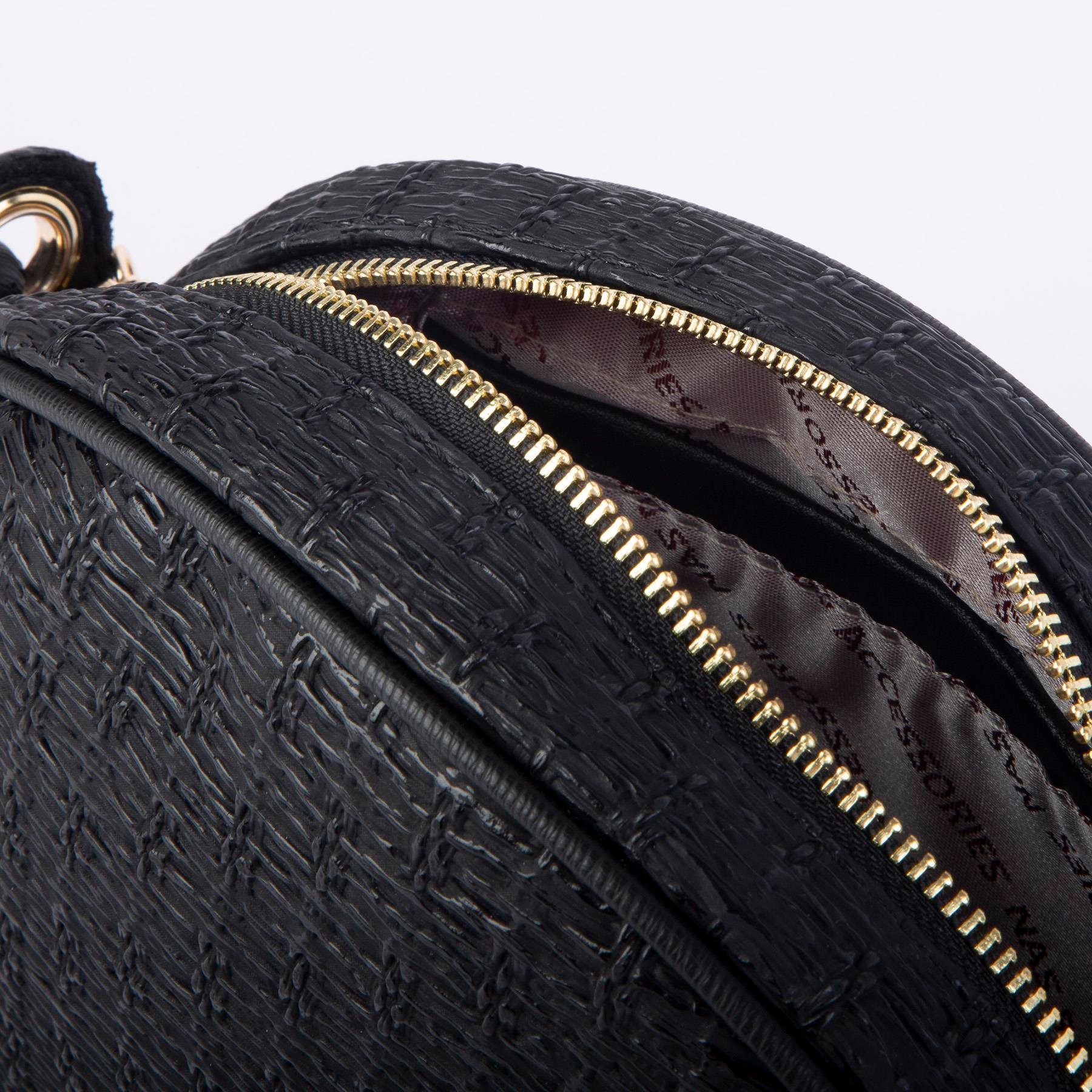 Nas Bag Kadın  Mini Çapraz Hasır Görünümlü  Çanta  Siyah  Hasır (21x16x8 cm)