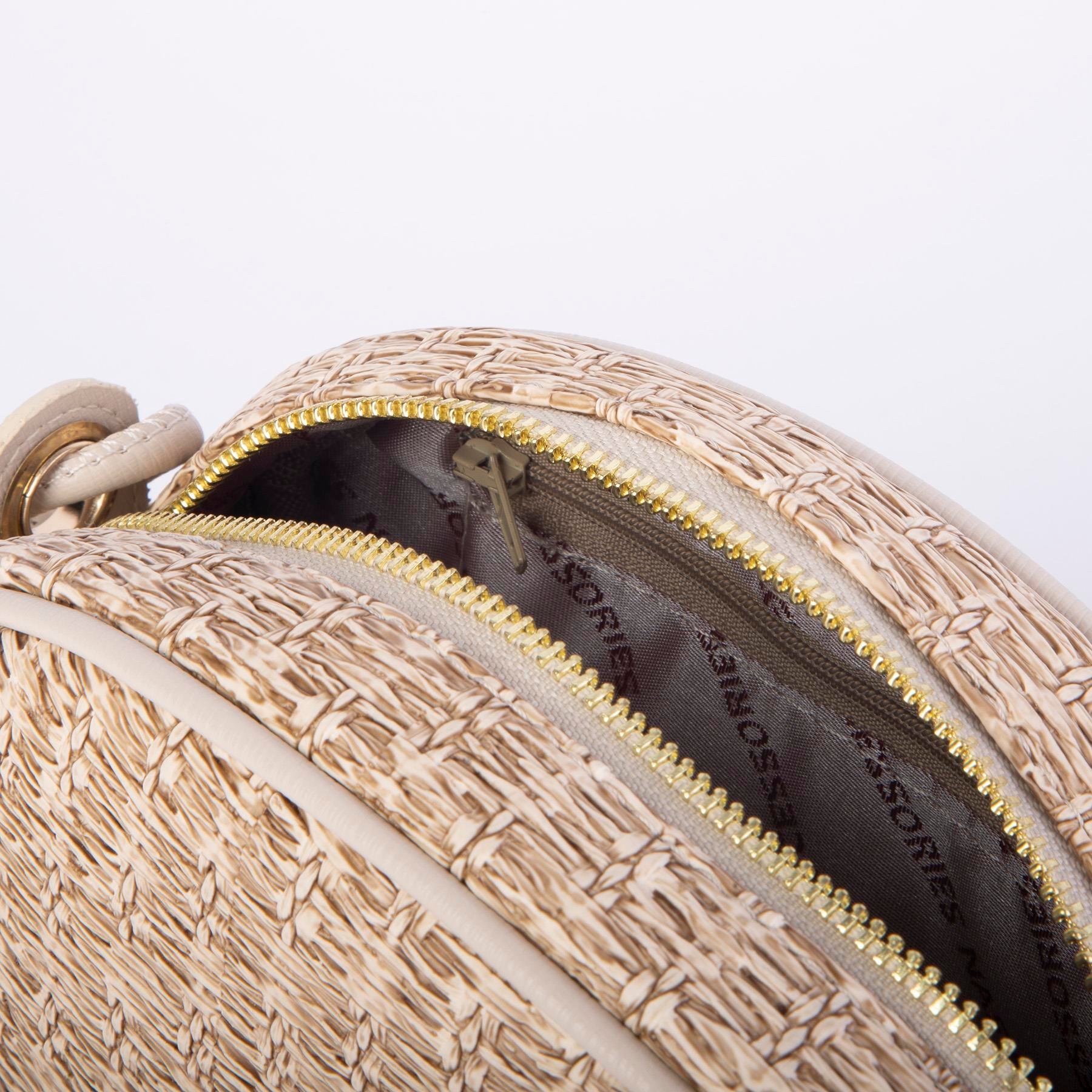 Nas Bag Kadın  Mini Çapraz Hasır Görünümlü  Çanta  Kum Hasır (21x16x8 cm)