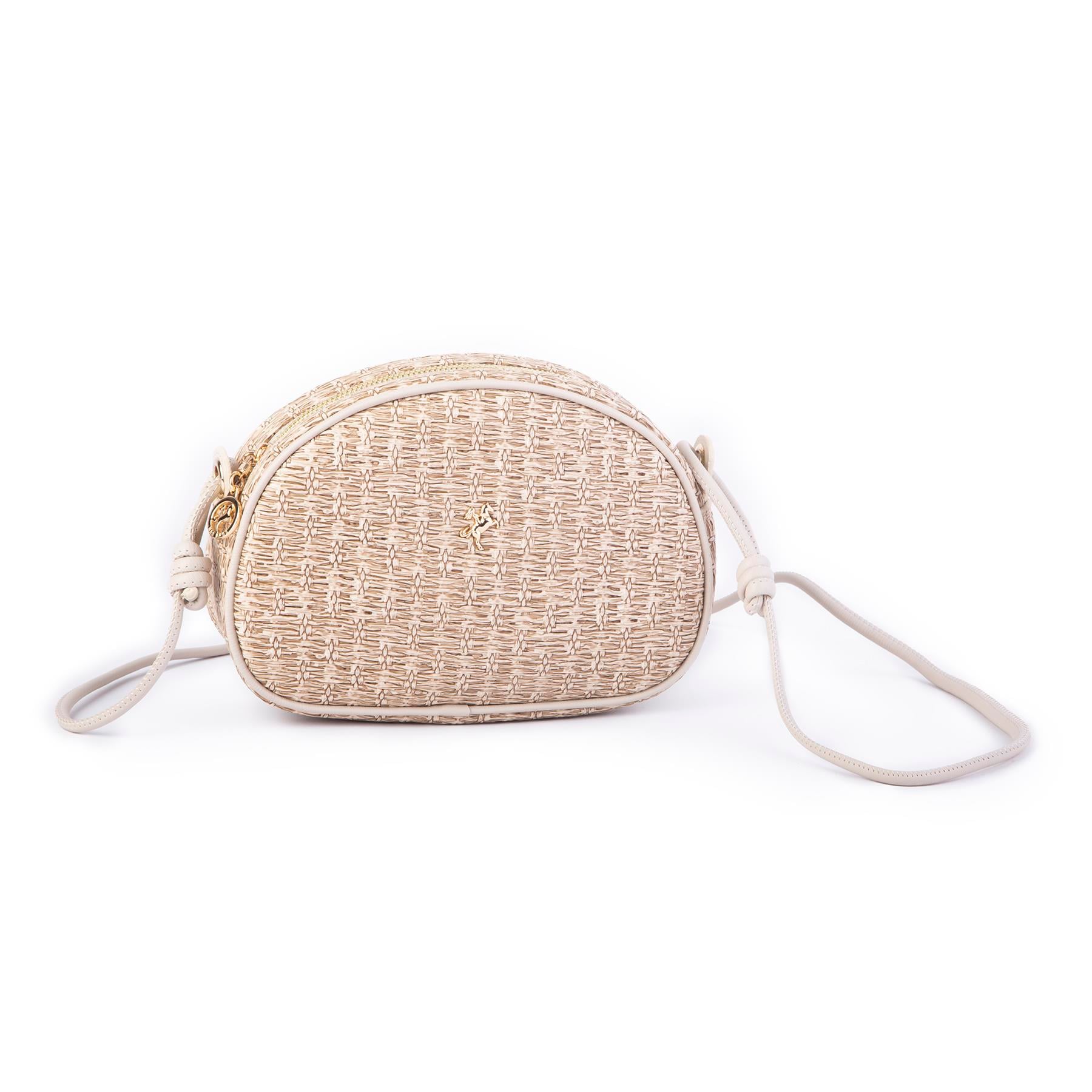 Nas Bag Kadın  Mini Çapraz Hasır Görünümlü  Çanta  Kum Hasır (21x16x8 cm)