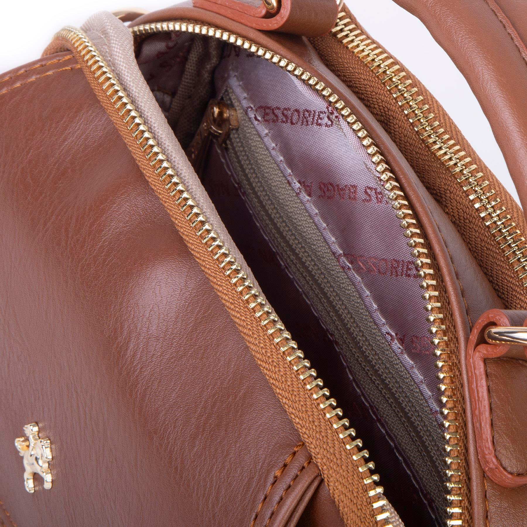 Nas Bag Kadın Mini Çok Gözlü El ve Çapraz Çanta Taba