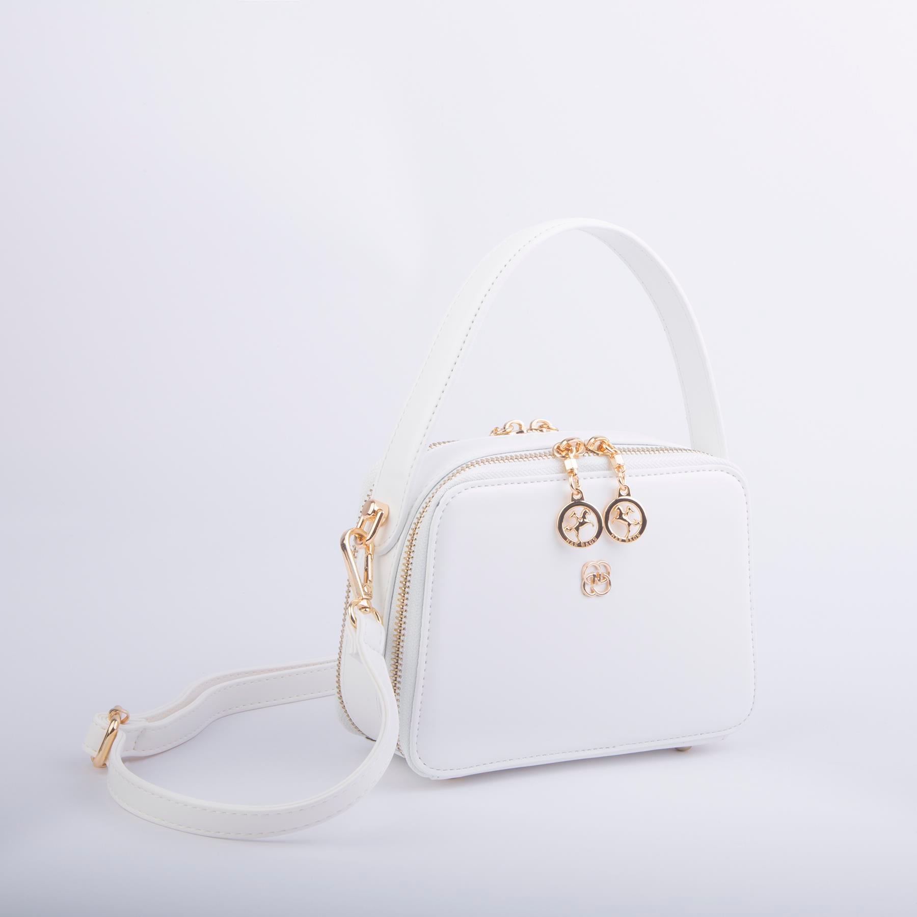 Nas Bag Kadın Mini El ve Çapraz Çanta Beyaz  (en:20 boy :15)