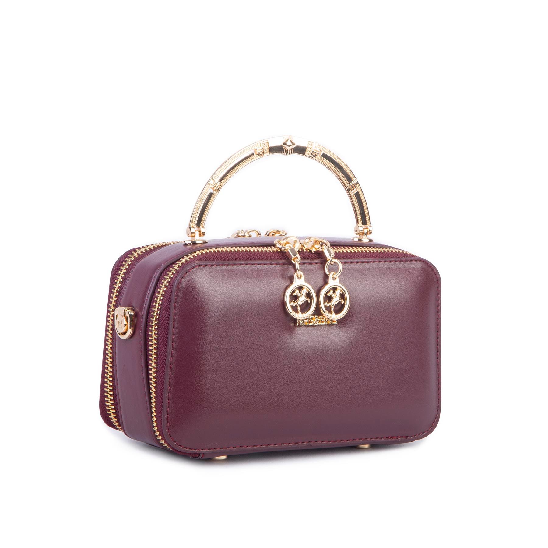 Nas Bag Kadın Mini El ve Çapraz Çanta Bordo (en :18 cm  boy:10 cm) 