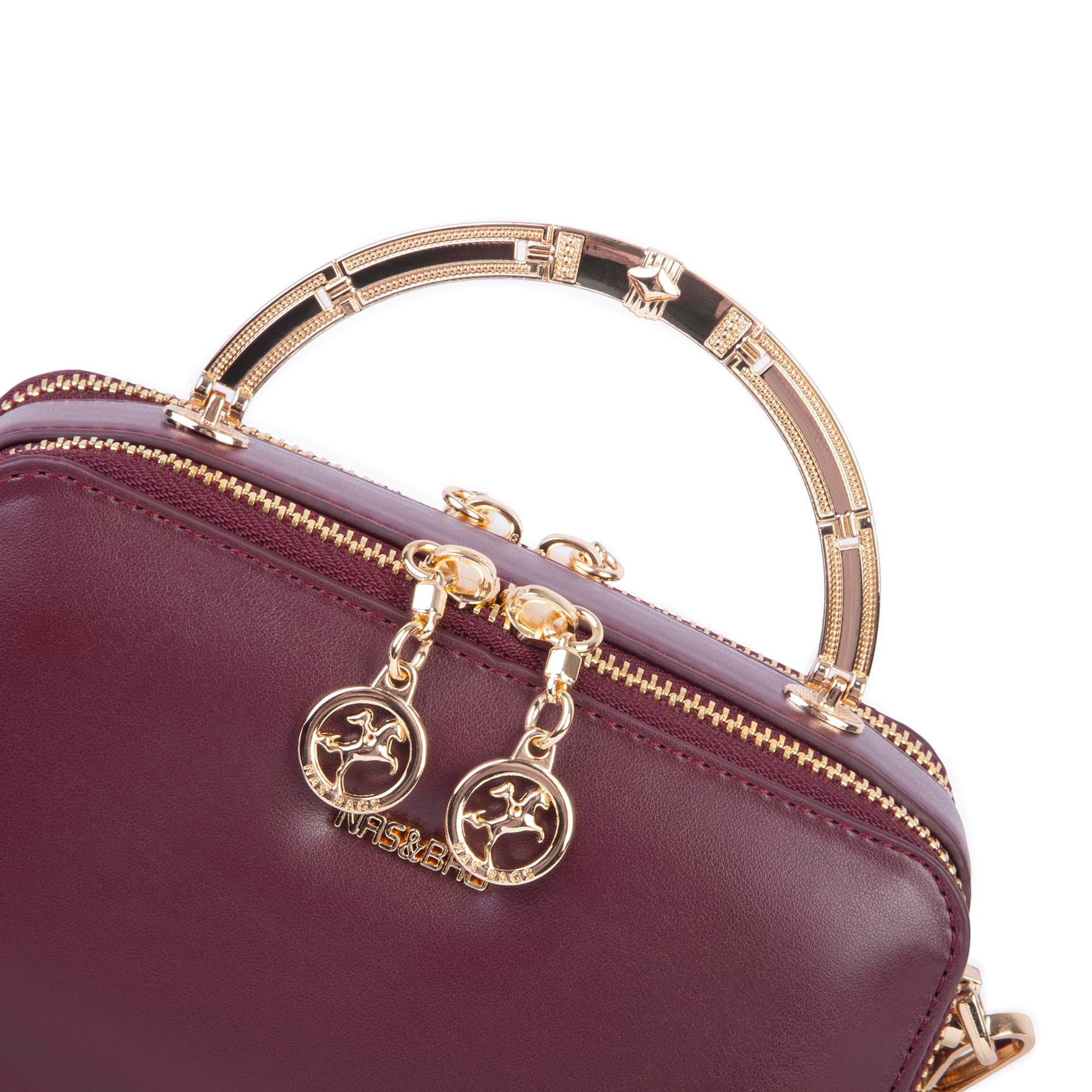 Nas Bag Kadın Mini El ve Çapraz Çanta Bordo (en :18 cm  boy:10 cm) 