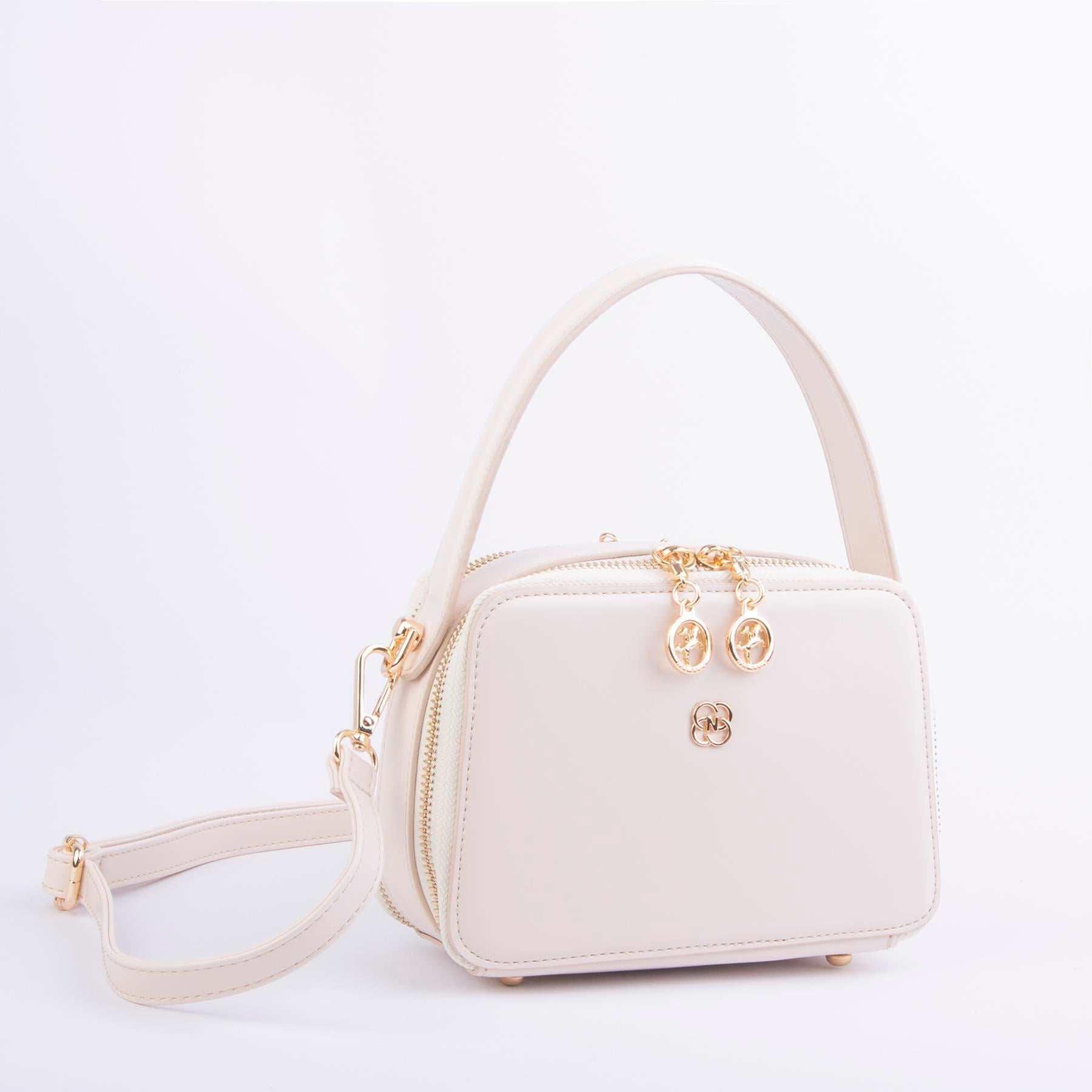 Nas Bag Kadın Mini El ve Çapraz Çanta Krem (en:20 boy :15)