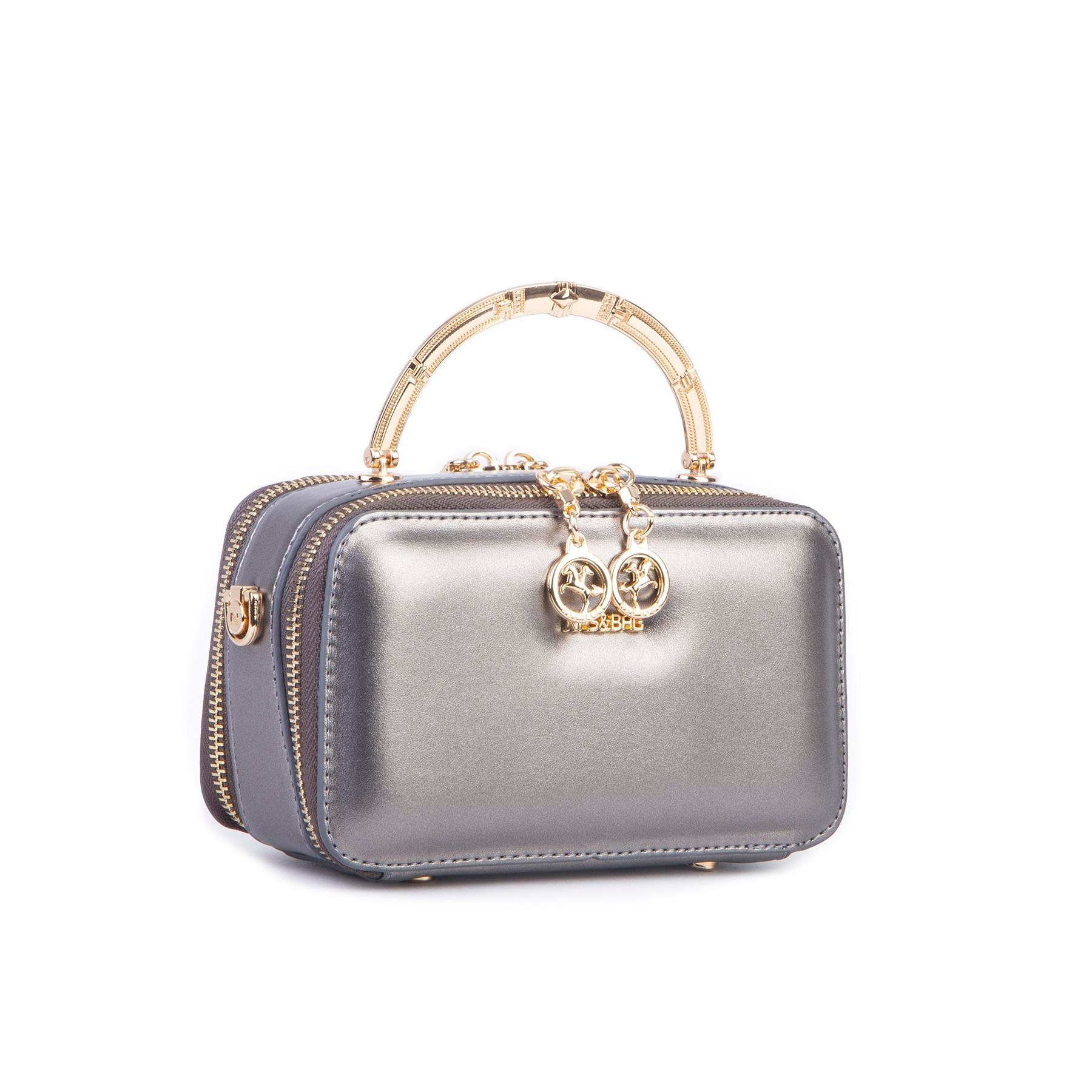 Nas Bag Kadın Mini El ve Çapraz Çanta Gri  (en :18 cm  boy:10 cm) 