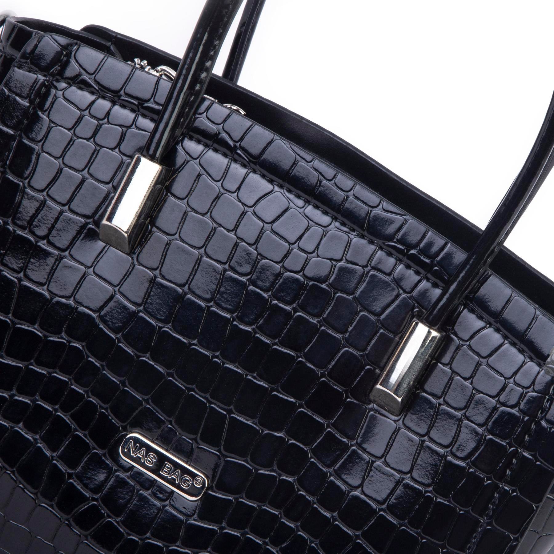 Nas Bag Kadın Mini El ve Çapraz Çanta Siyah Kroko