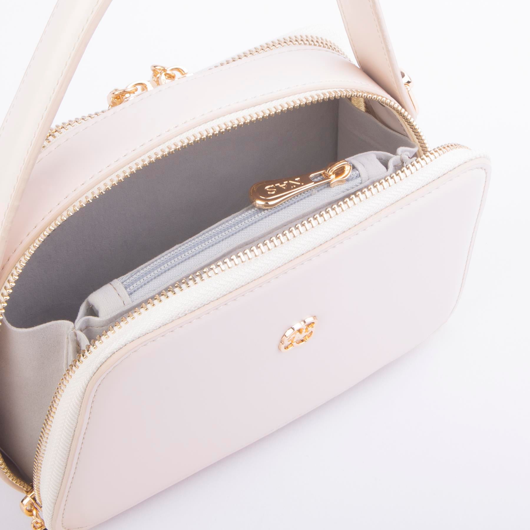 Nas Bag Kadın Mini El ve Çapraz Çanta Krem (en:20 boy :15)