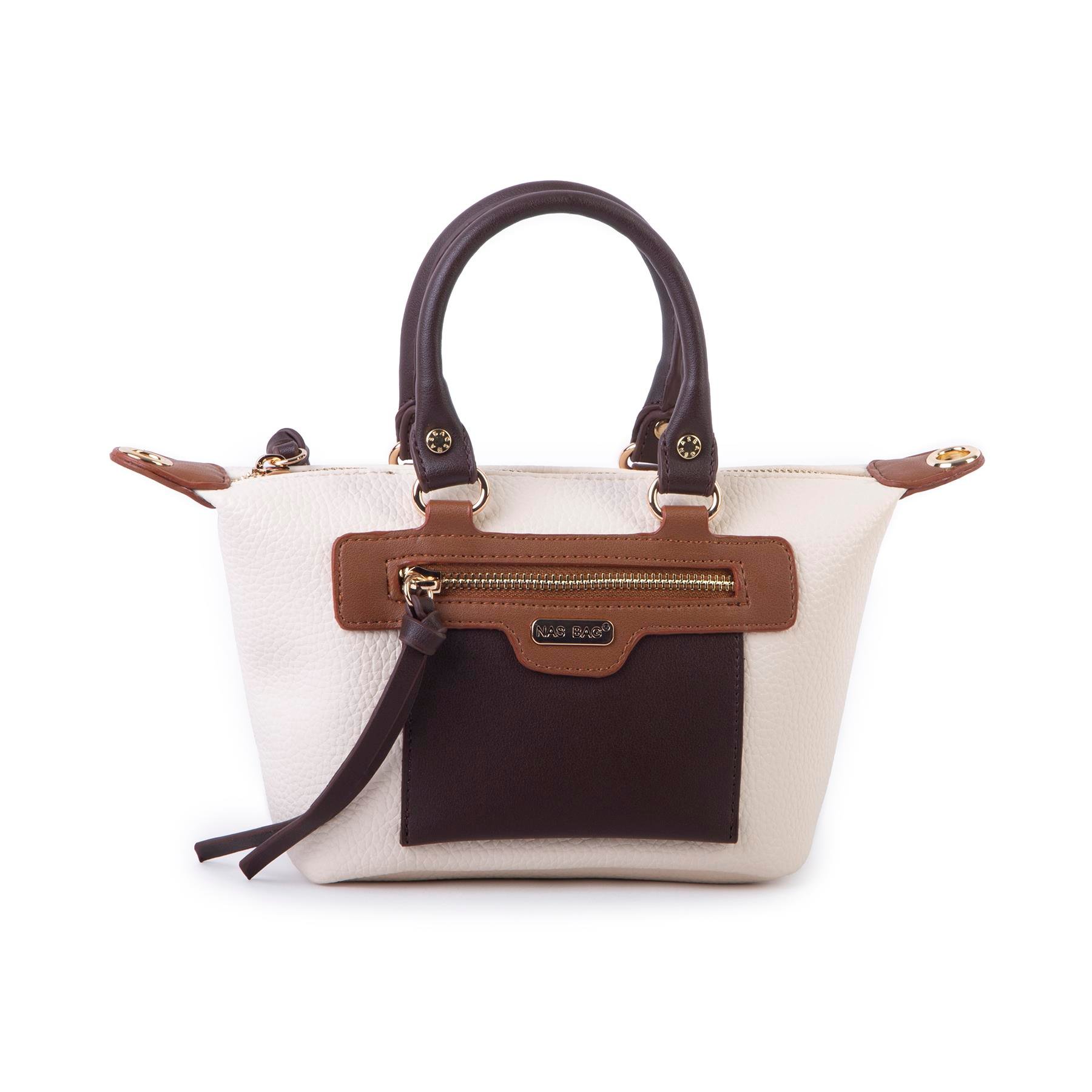 Nas Bag Kadın Mini El ve Postacı Çantası Krem Kahve Taba Lopez