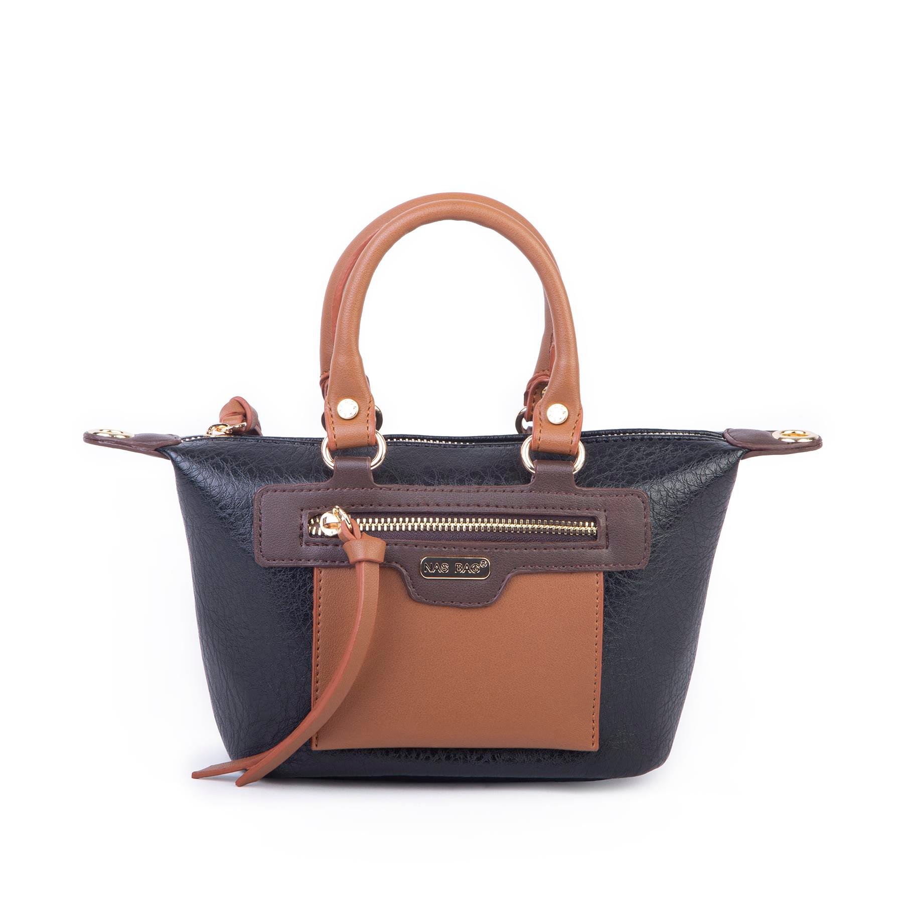 Nas Bag Kadın Mini El ve Postacı Çantası Siyah Taba Kahve Victoria
