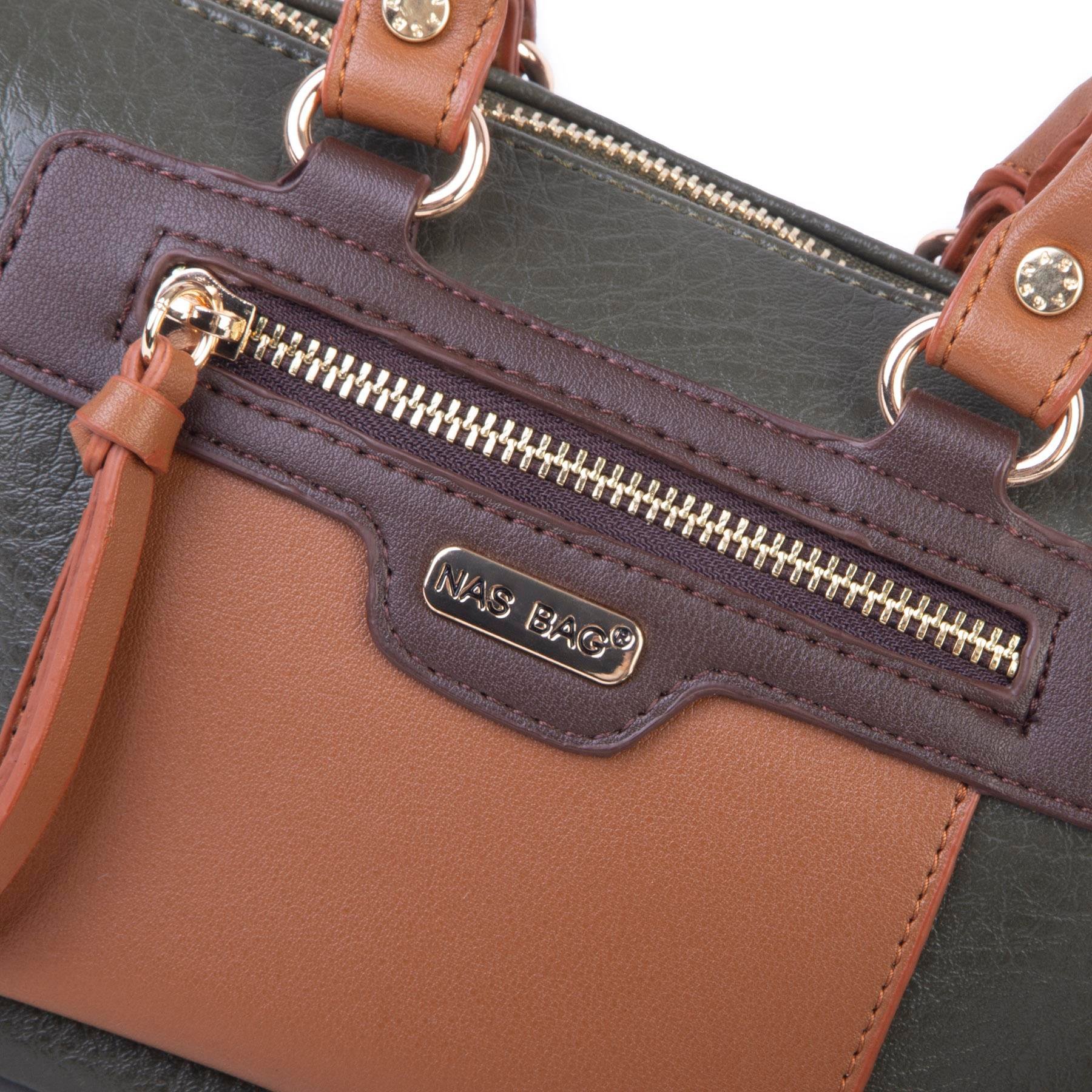 Nas Bag Kadın Mini El ve Postacı Çantası Haki Taba Kahve Victoria 