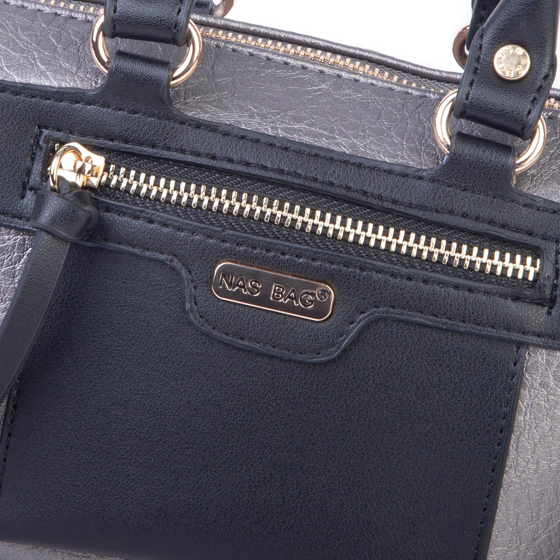 Nas Bag Kadın Mini El ve Postacı Çantası Gri Siyah Victoria 