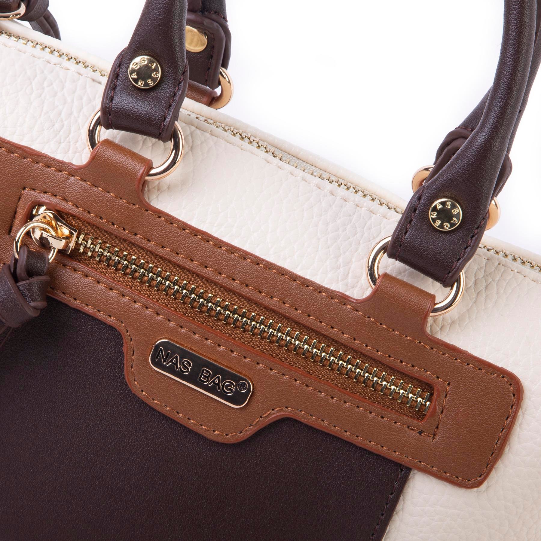Nas Bag Kadın Mini El ve Postacı Çantası Krem Kahve Taba Lopez
