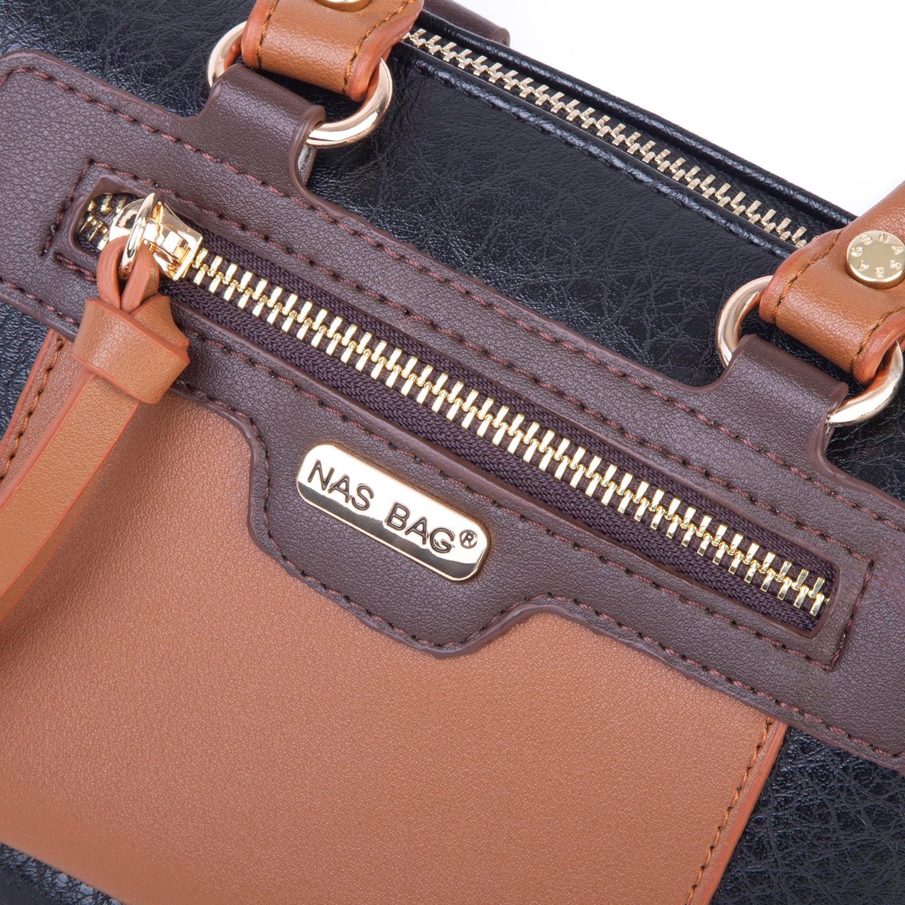 Nas Bag Kadın Mini El ve Postacı Çantası Siyah Taba Kahve Victoria