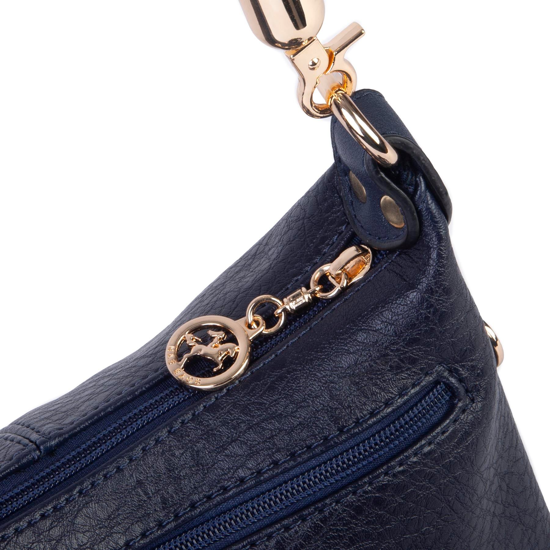Nas Bag Kadın Mini Omuz ve Çapraz Çanta Örgülü Askılı (en: 23 cm , boy: 14 cm) Lacivert  Victoria