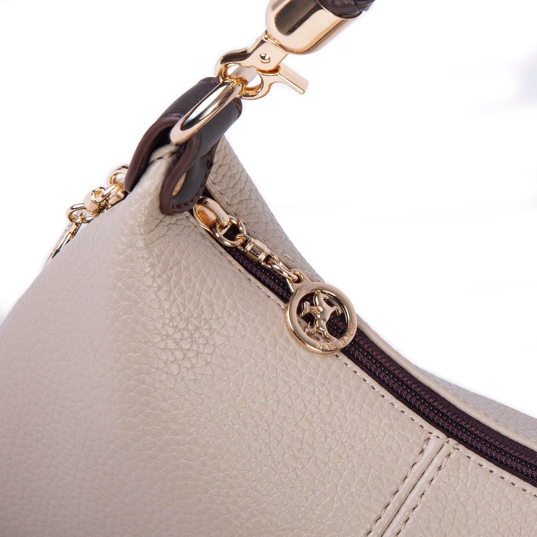 Nas Bag Kadın Mini Omuz ve Çapraz Çanta Örgülü Askılı (en: 23 cm , boy: 14 cm)  Kum Kahve Lopez