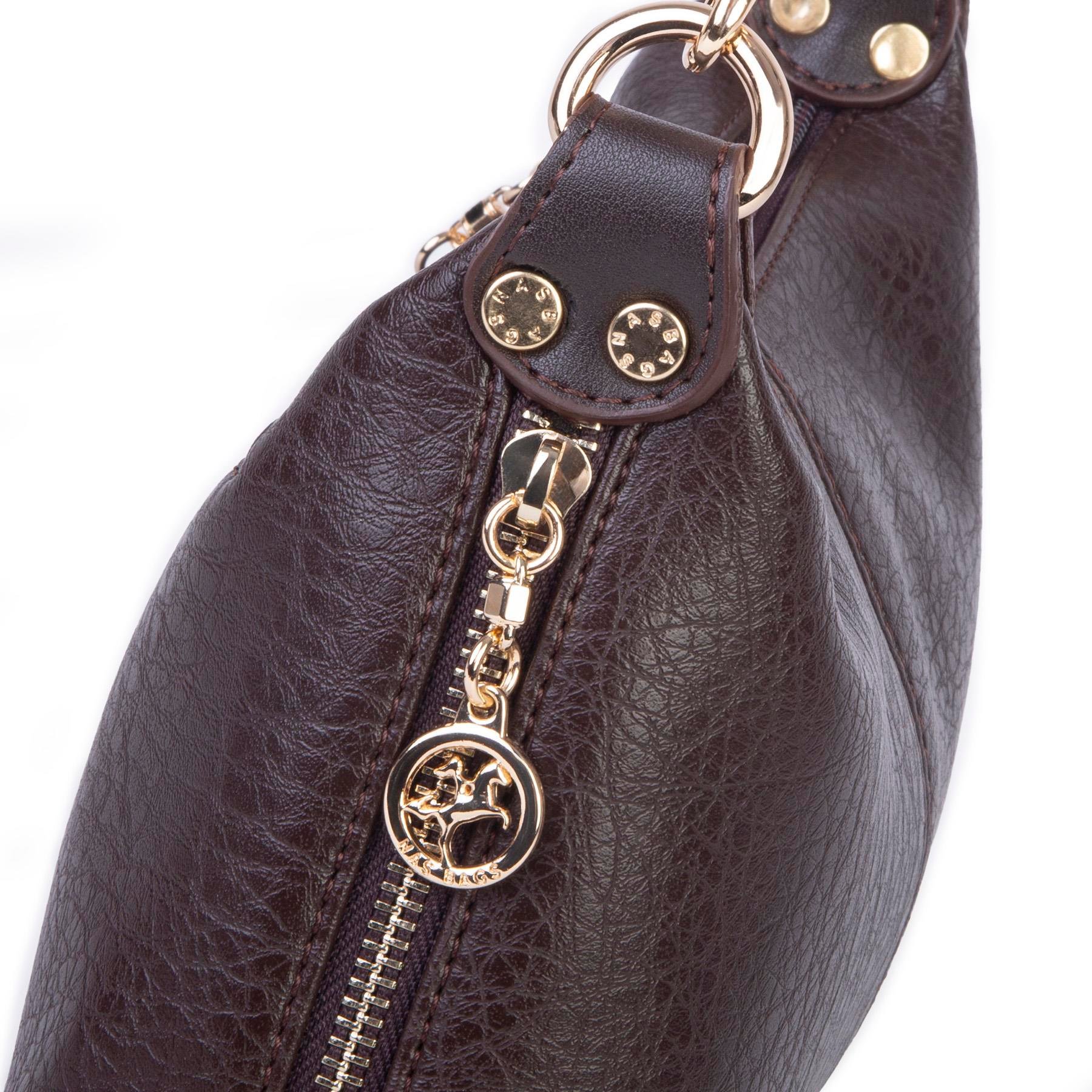 Nas Bag Kadın Mini Omuz ve Çapraz Çanta Örgülü Askılı (en: 23 cm , boy: 14 cm)Kahve Victoria