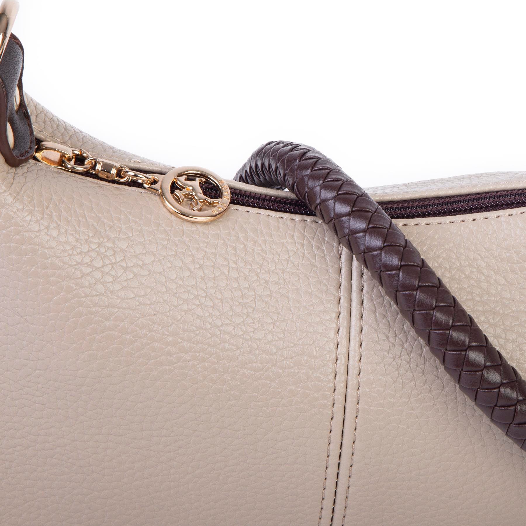 Nas Bag Kadın Mini Omuz ve Çapraz Çanta Örgülü Askılı (en: 23 cm , boy: 14 cm)  Kum Kahve Lopez