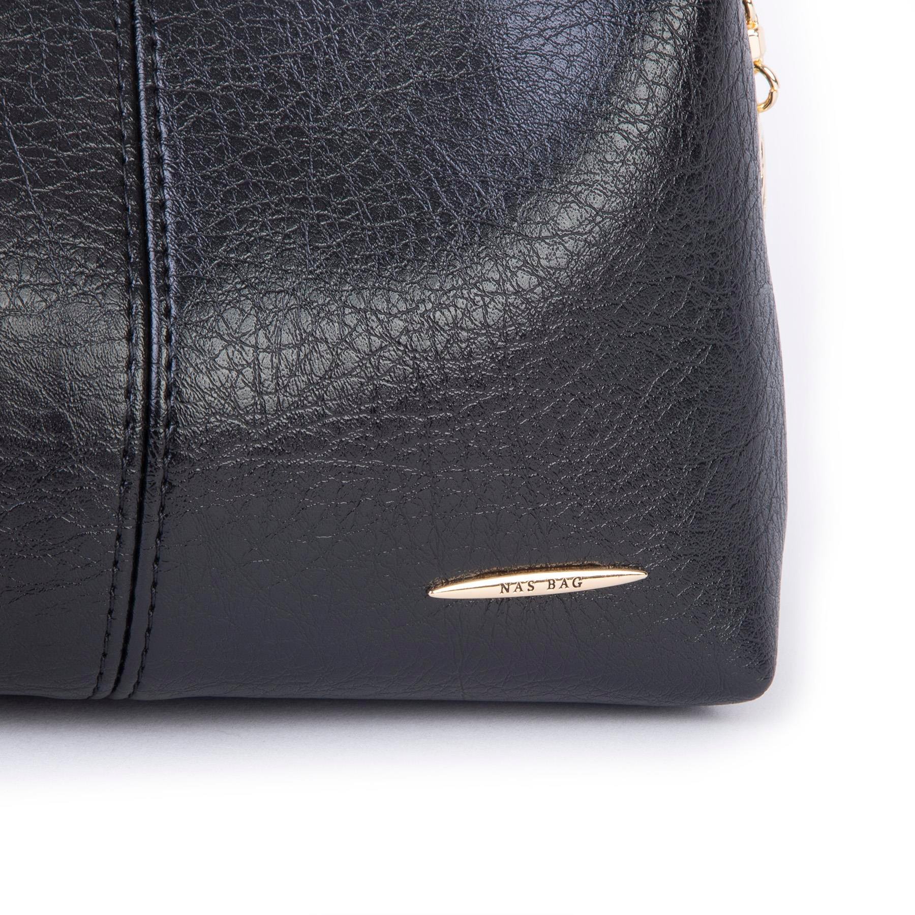 Nas Bag Kadın Mini Omuz ve Çapraz Çanta Örgülü Askılı (en: 23 cm , boy: 14 cm) Siyah Victoria