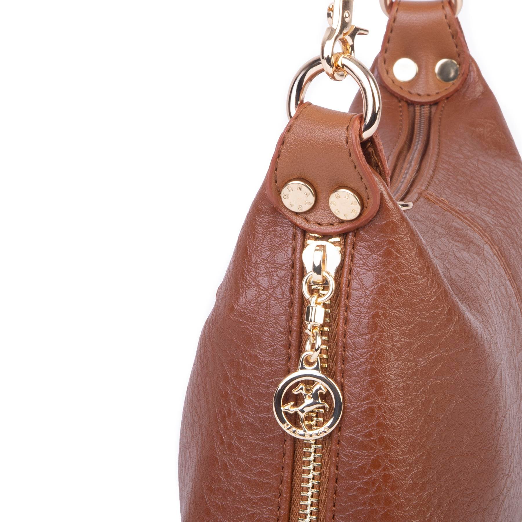 Nas Bag Kadın Mini Omuz ve Çapraz Çanta Örgülü Askılı (en: 23 cm , boy: 14 cm) Taba Victoria