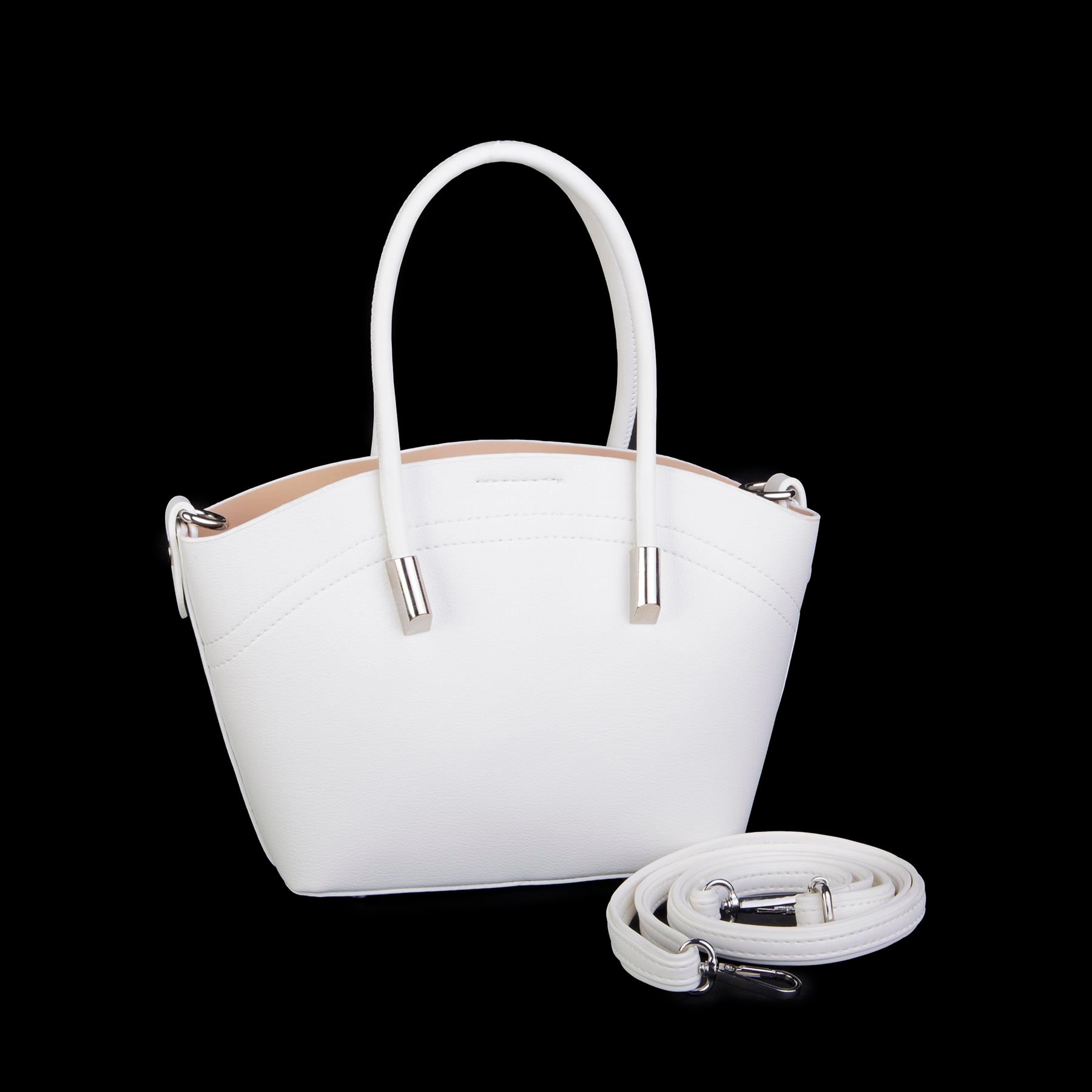 Nas Bag Kadın Mini Sepet Çanta El ve Çapraz Çanta Beyaz Golf ( 20x18cm)