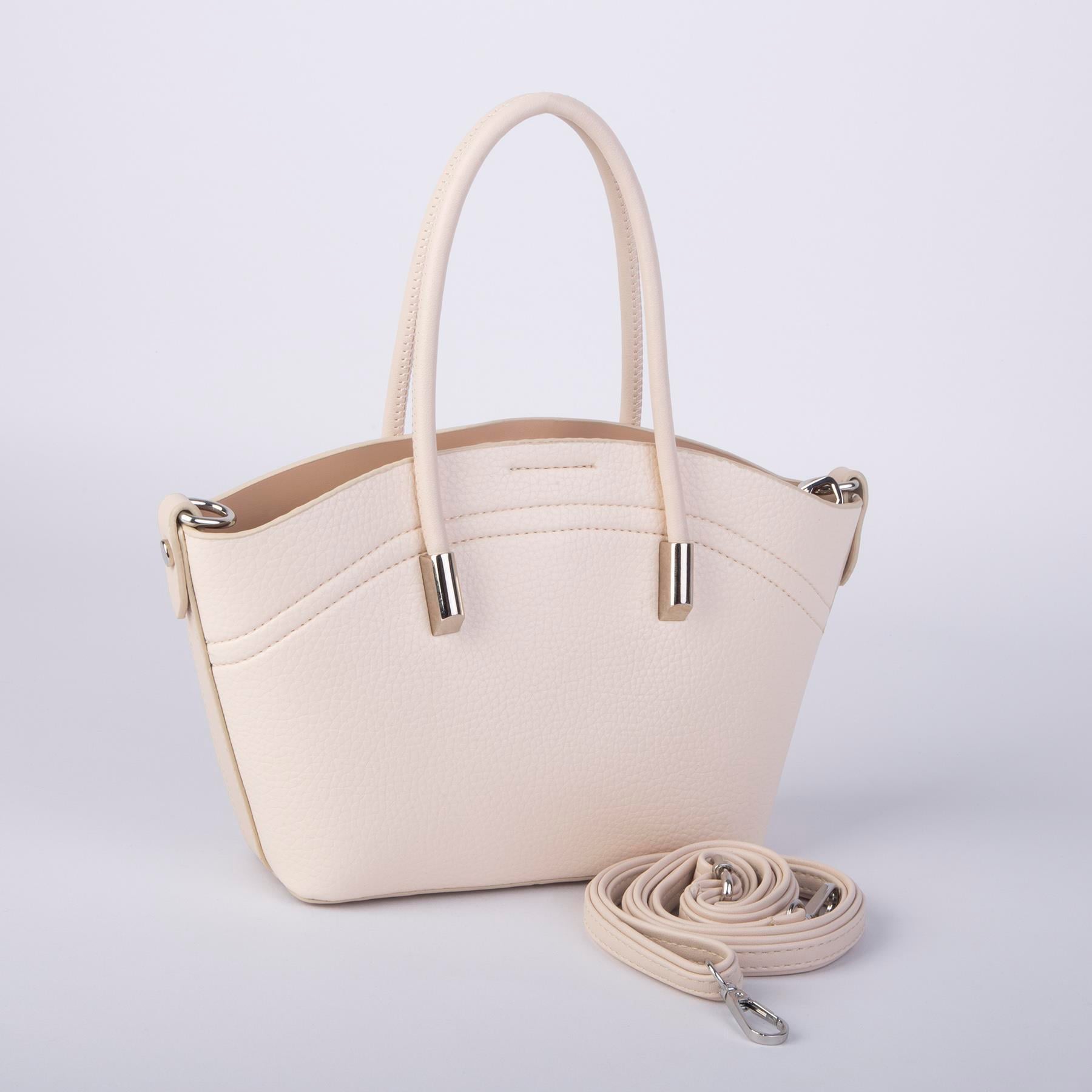 Nas Bag Kadın Mini Sepet Çanta El ve Çapraz Çanta Krem  Lopez ( 20x18cm)
