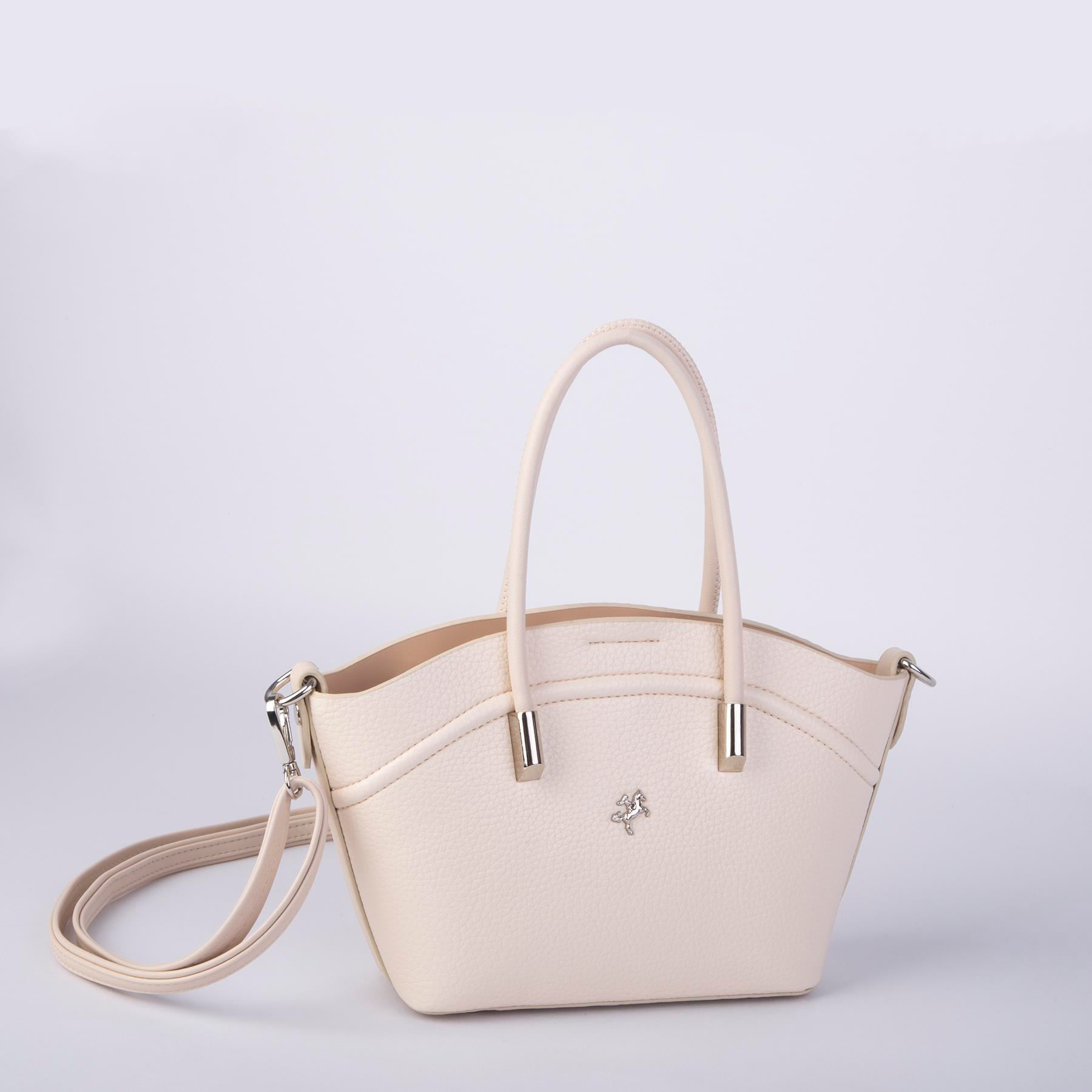 Nas Bag Kadın Mini Sepet Çanta El ve Çapraz Çanta Krem  Lopez ( 20x18cm)