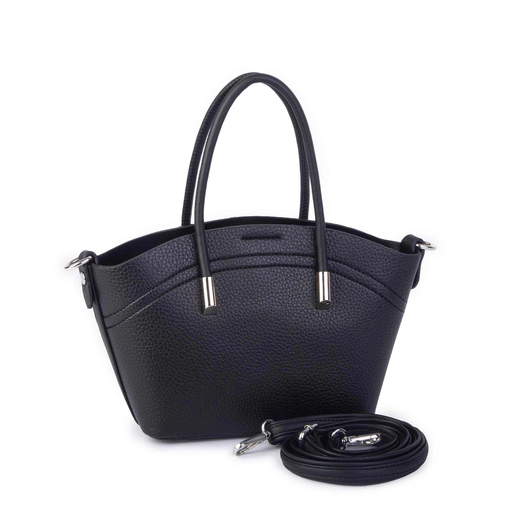 Nas Bag Kadın Mini Sepet Çanta El ve Çapraz Çanta Siyah Lopez ( 20x18cm)