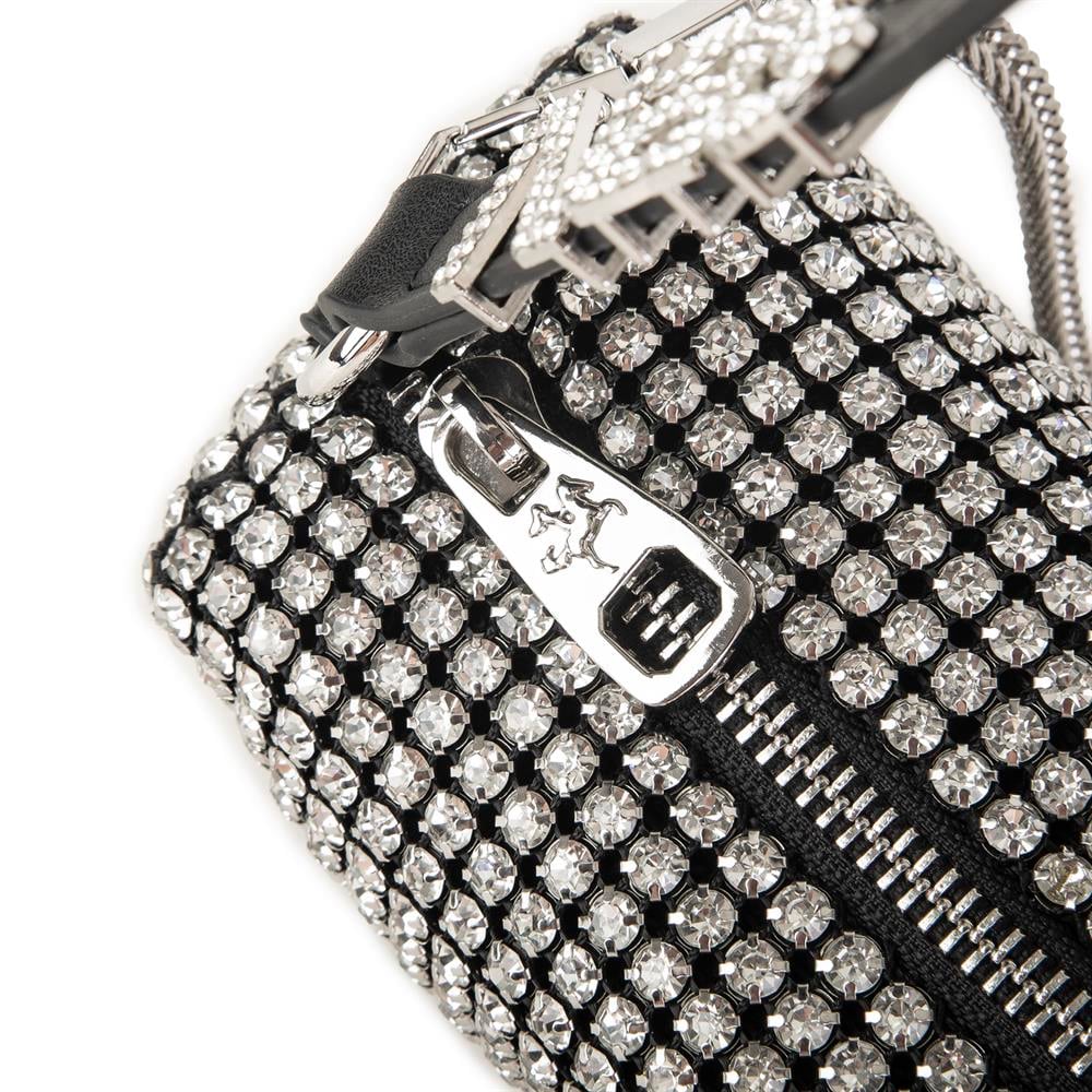 Nas Bag Kadın Omuz Çantası Black White Diamond SiyahTaşlı 