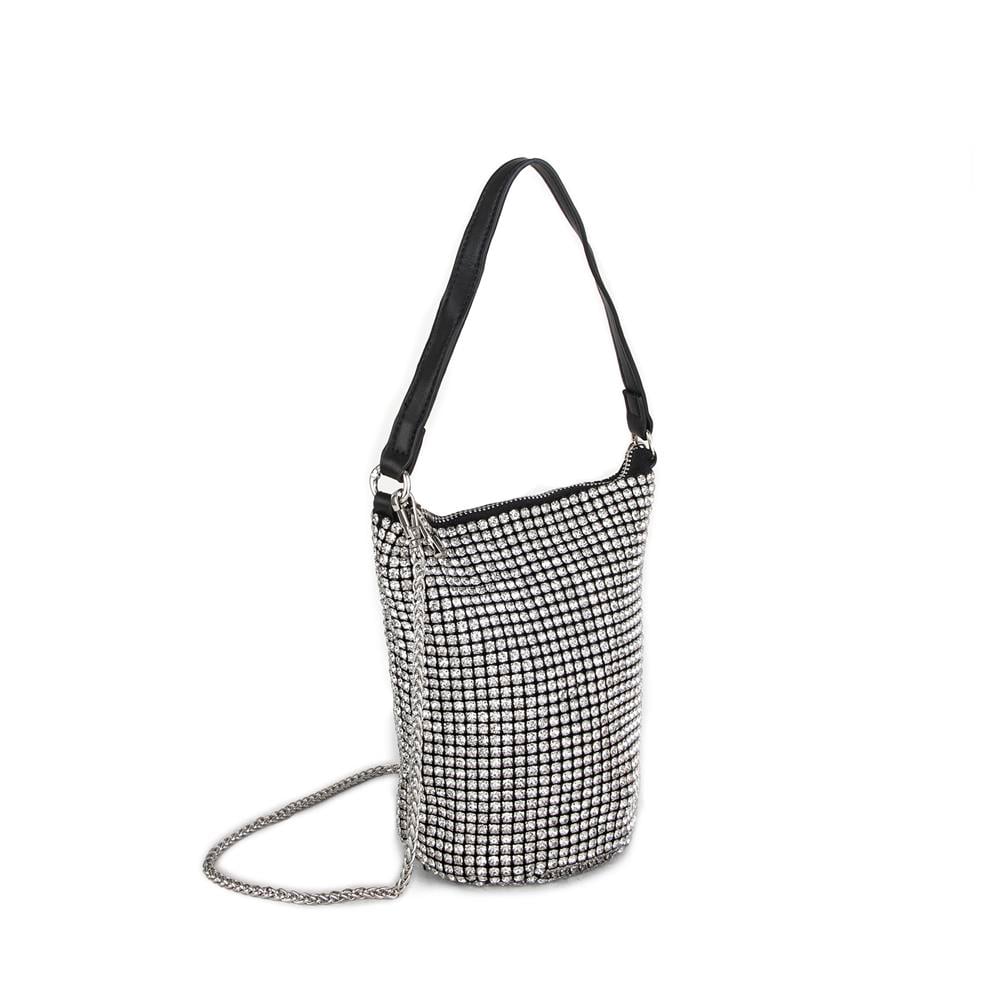 Nas Bag Kadın Omuz Çantası Black White Diamond Siyah Taşlı Çanta