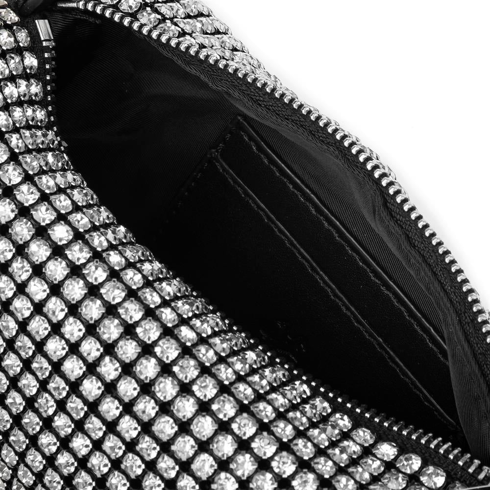 Nas Bag Kadın Omuz Çantası Black White Diamond SiyahTaşlı 