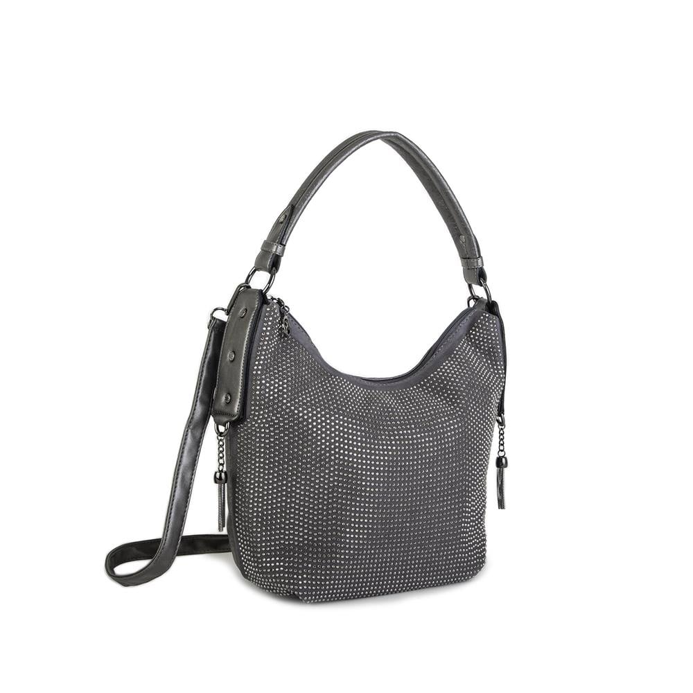 Nas Bag Kadın Omuz Çantası Gri  Taşlı