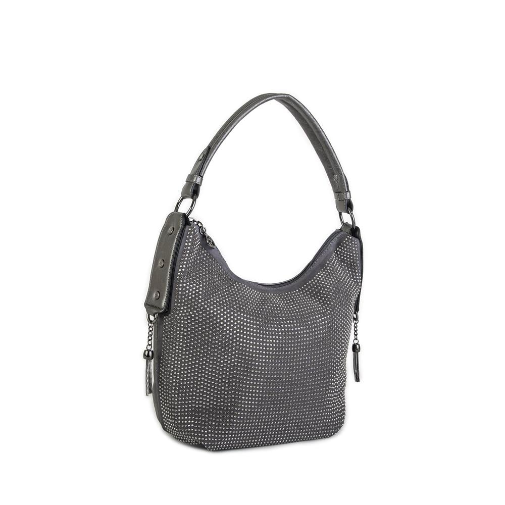 Nas Bag Kadın Omuz Çantası Gri  Taşlı