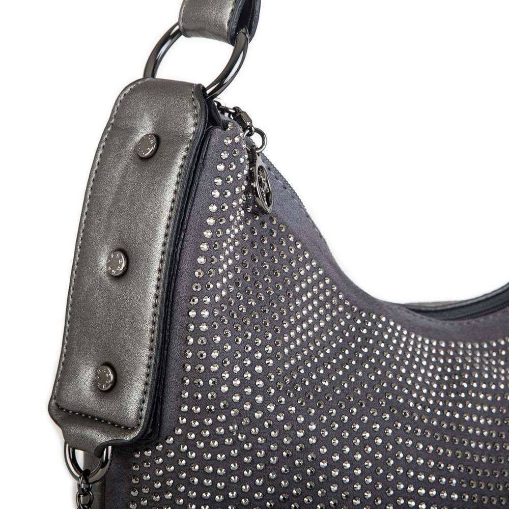 Nas Bag Kadın Omuz Çantası Gri  Taşlı