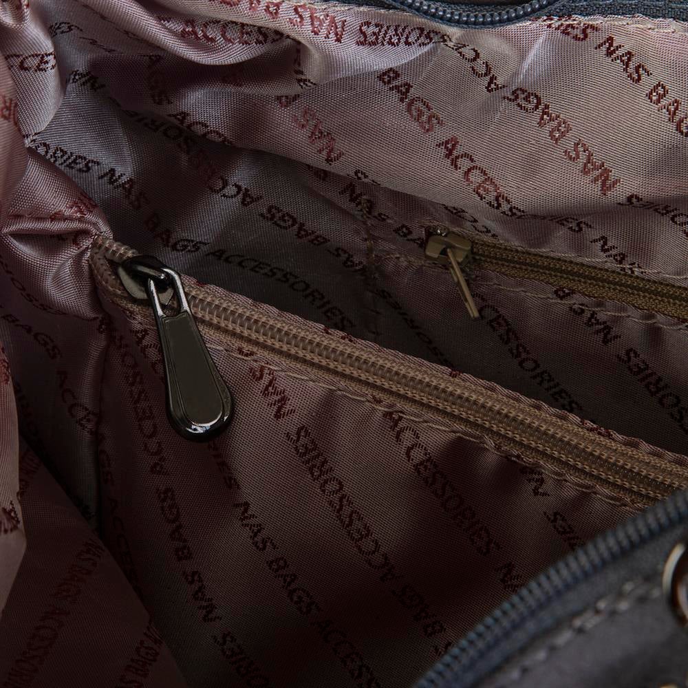 Nas Bag Kadın Omuz Çantası Gri  Taşlı