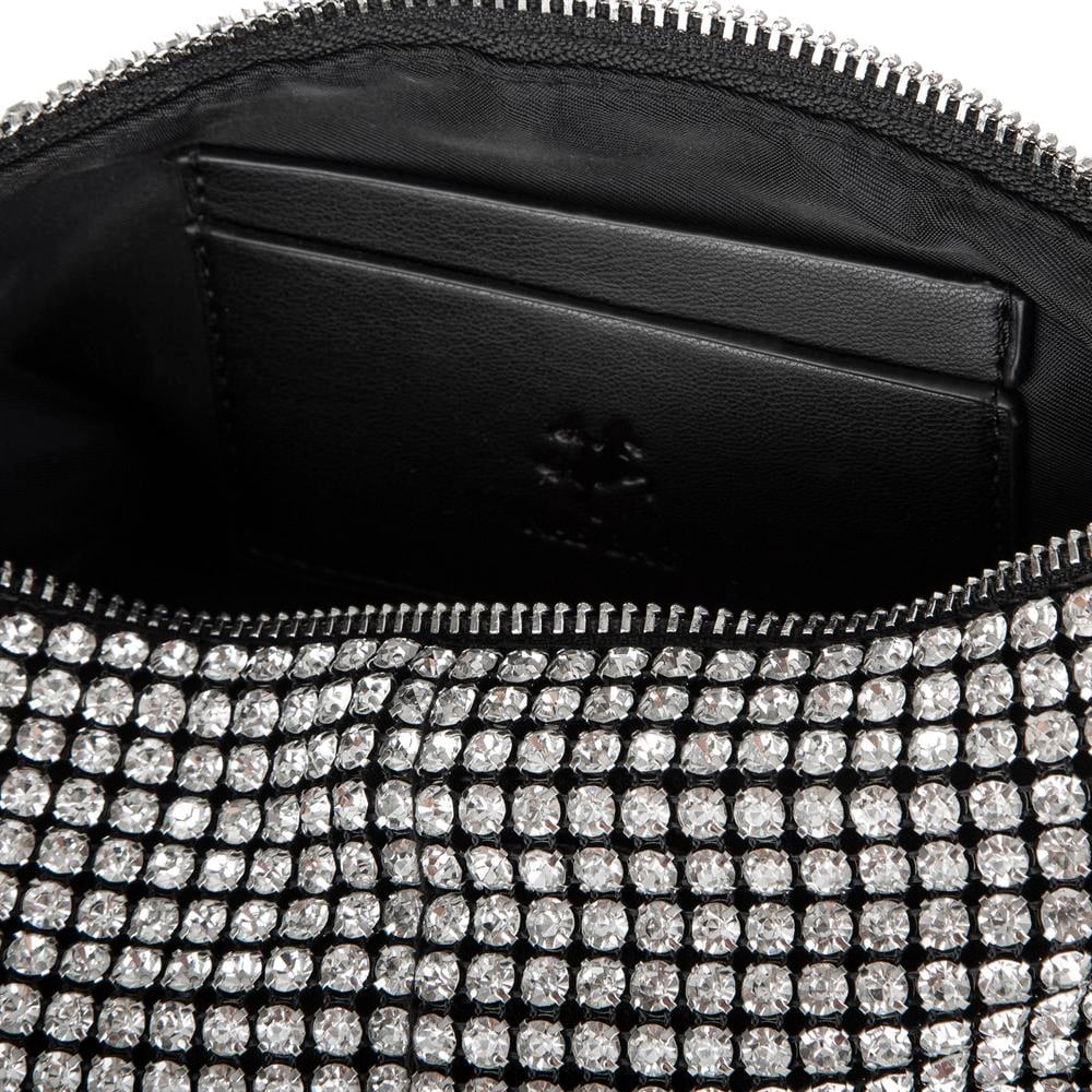 Nas Bag Kadın Omuz Çantası Siyah White Diamond Siyah Taşlı Şık  Askılı Çanta