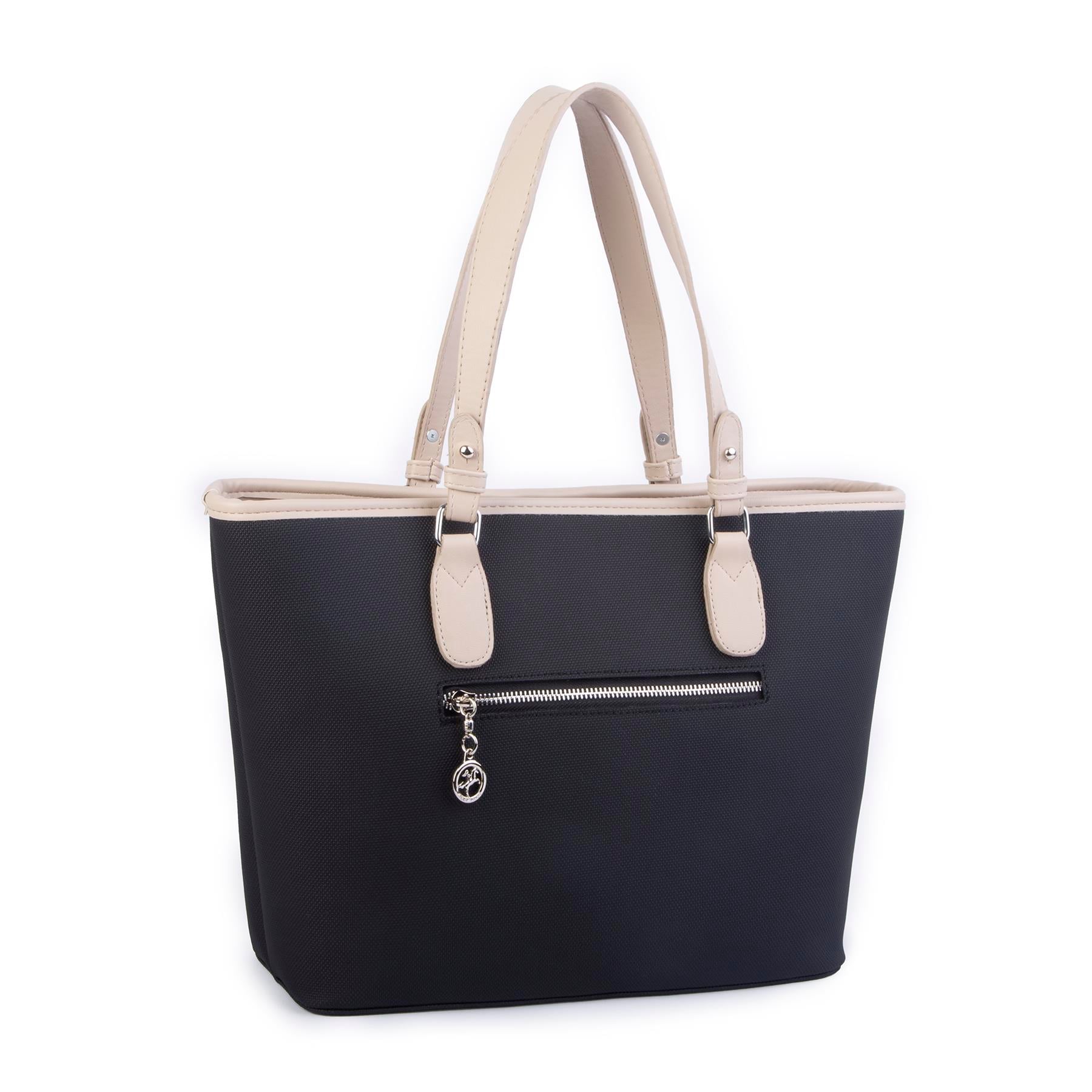 Nas Bag Kadın Omuz Çantası Spor Şık Ayarlanabilir Omuz Askılı Siyah Kum Taba  Lacst (33x27x12 cm )