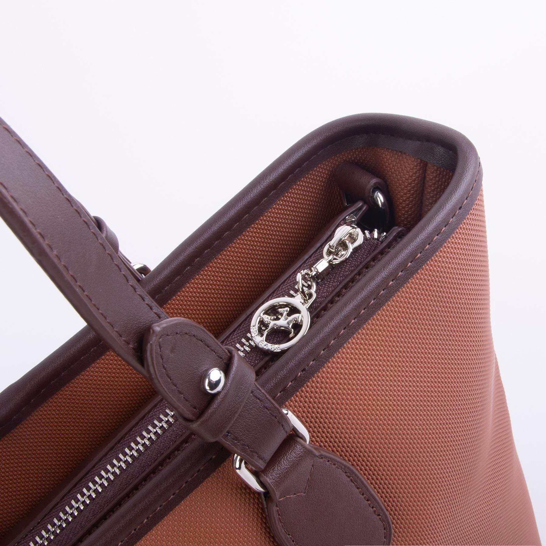 Nas Bag Kadın Omuz Çantası Spor Şık Ayarlanabilir Omuz Askılı Taba Kahve Kum Lacst (33x27x12 cm )
