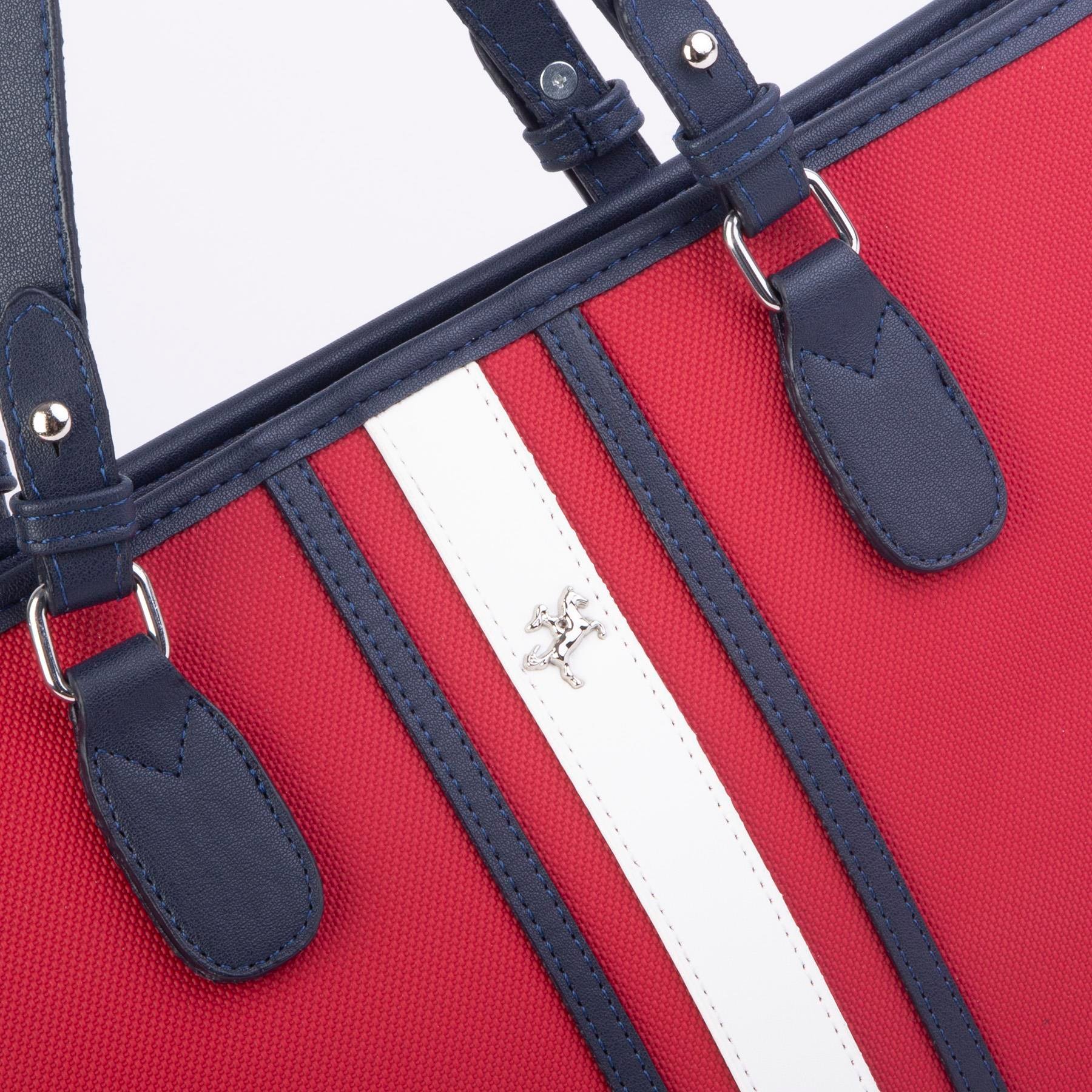 Nas Bag Kadın Omuz Çantası Spor Şık Ayarlanabilir Omuz Askılı  Kırmızı Lacivert Beyaz   Lacst (33x27x12 cm )