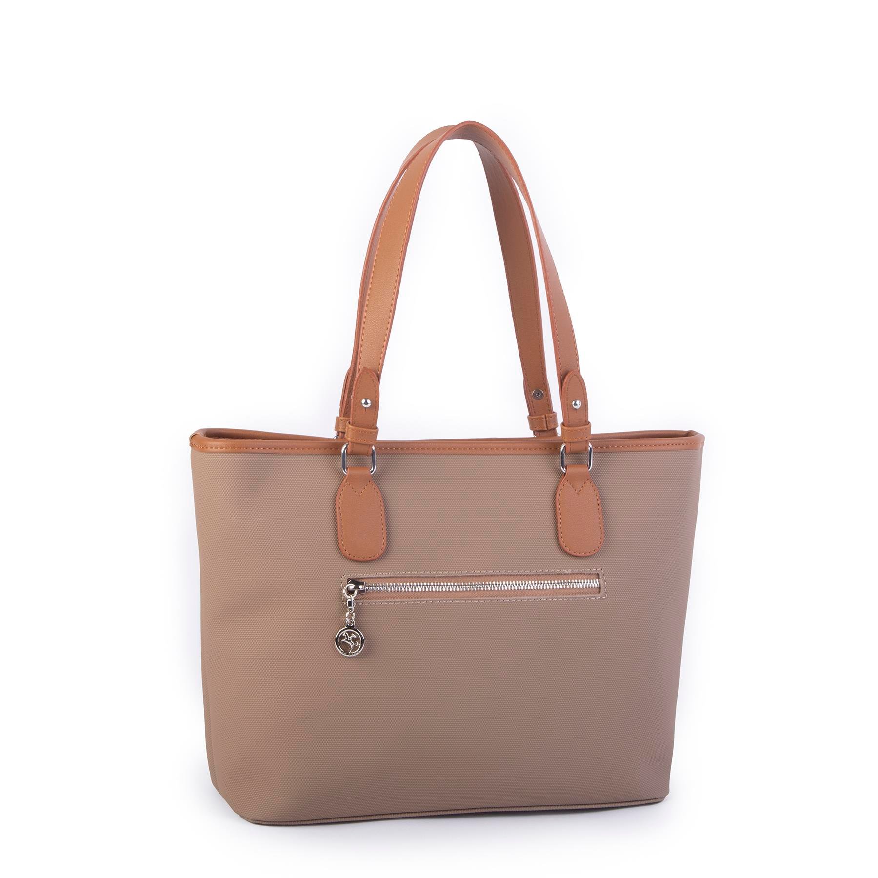 Nas Bag Kadın Omuz Çantası Spor Şık Ayarlanabilir Omuz Askılı  Kum Taba Kahve  Lacst (33x27x12 cm )