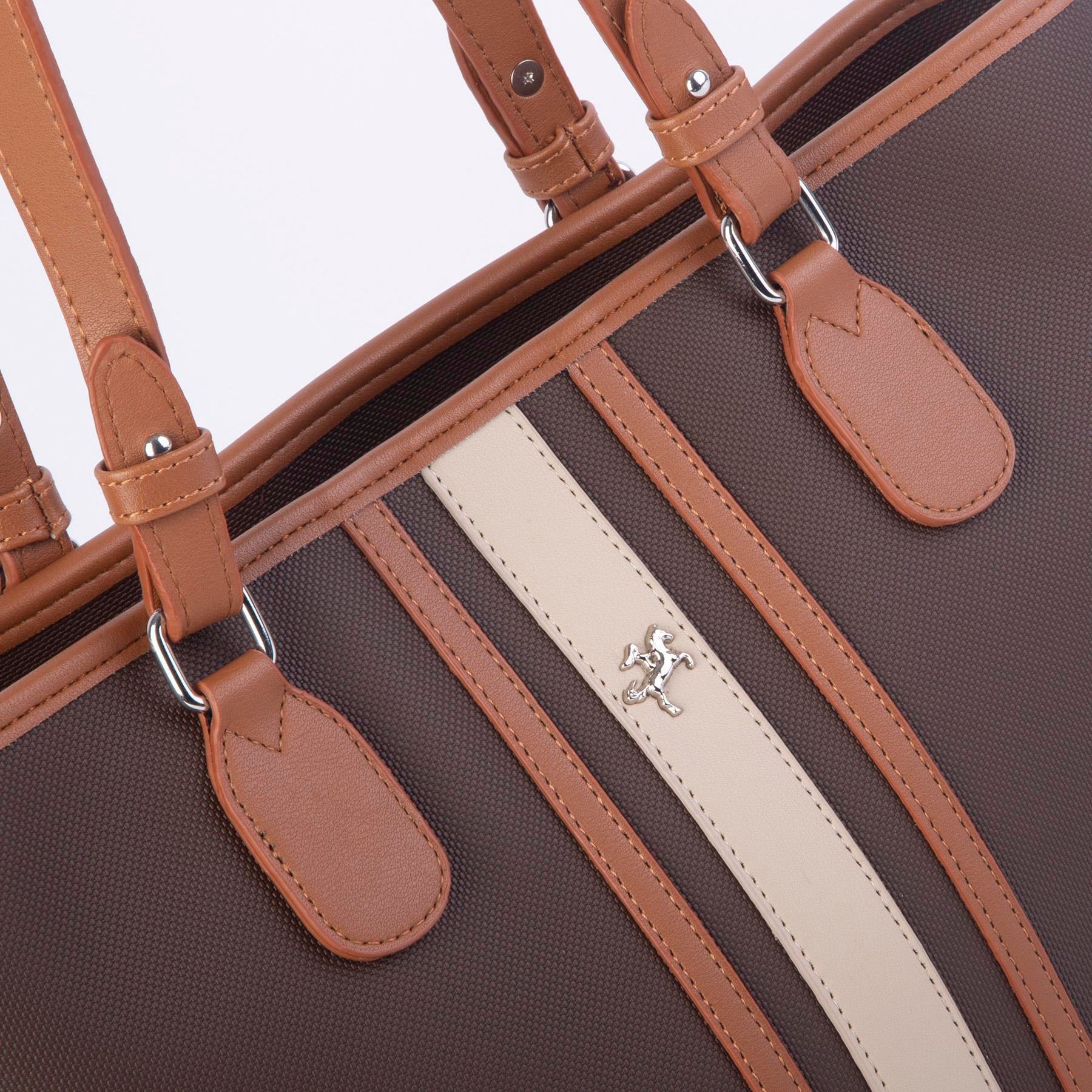 Nas Bag Kadın Omuz Çantası Spor Şık Ayarlanabilir Omuz Askılı Kahve Taba Kum  Lacste  (33x27x12 cm )