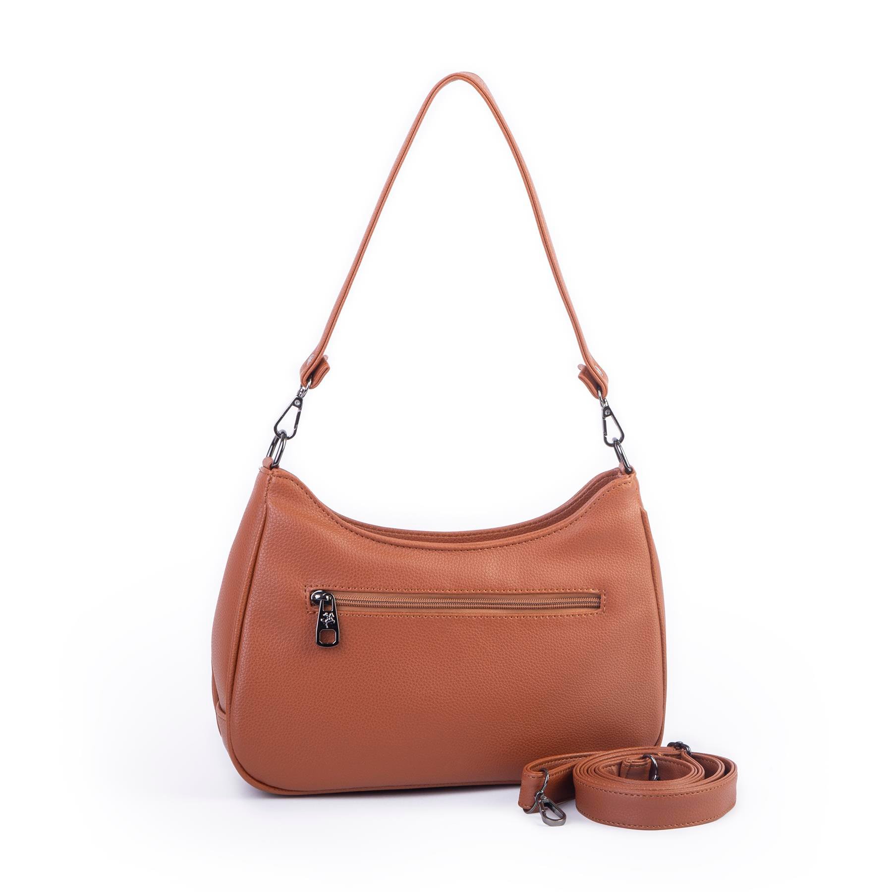 Nas Bag Kadın Omuz ve Çapraz Baget Çanta Taba Prestij ( 28x17  cm)