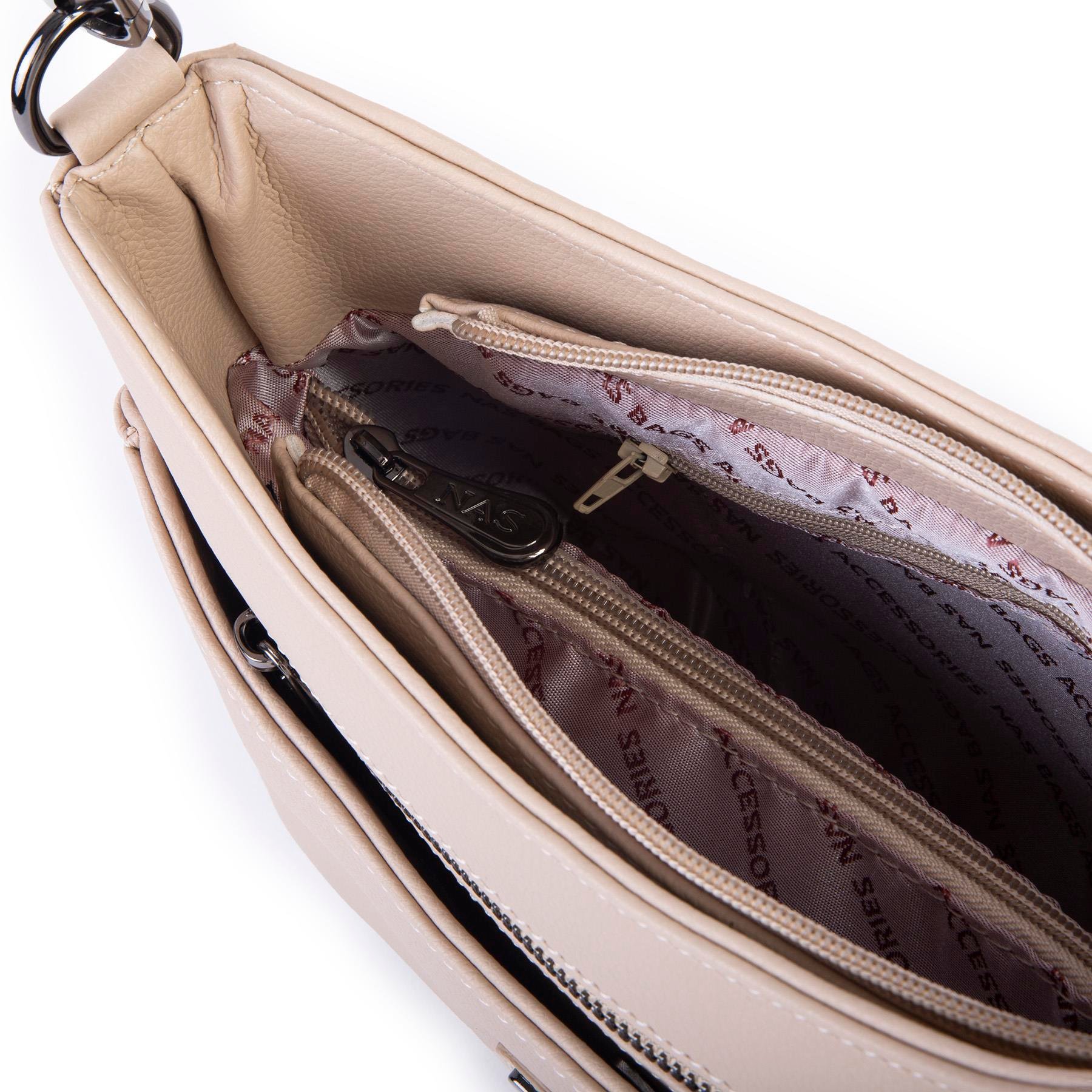 Nas Bag Kadın Omuz ve Çapraz Baget Çanta Kum  Prestij ( 28x17  cm)