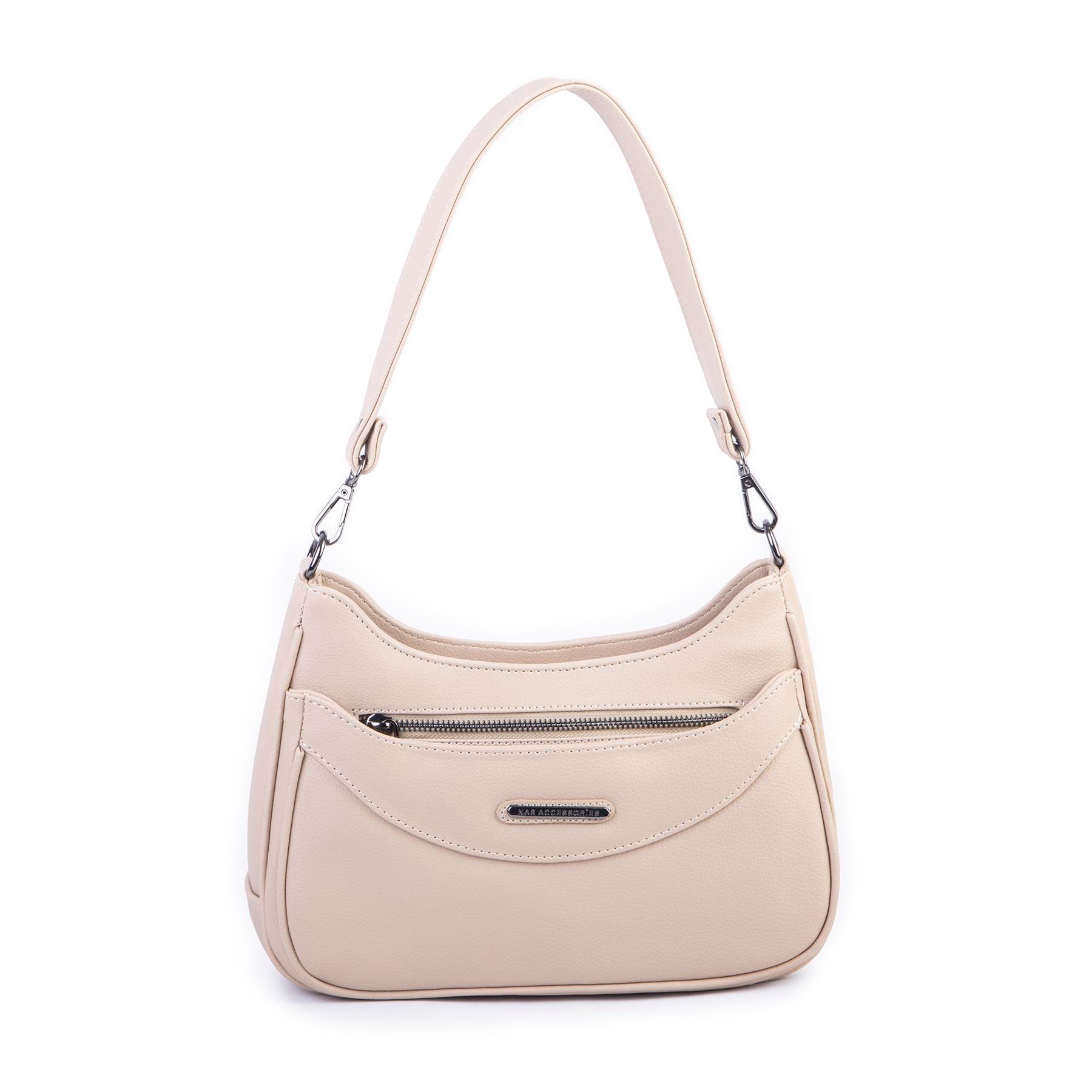 Nas Bag Kadın Omuz ve Çapraz Baget Çanta Kum  Prestij ( 28x17  cm)