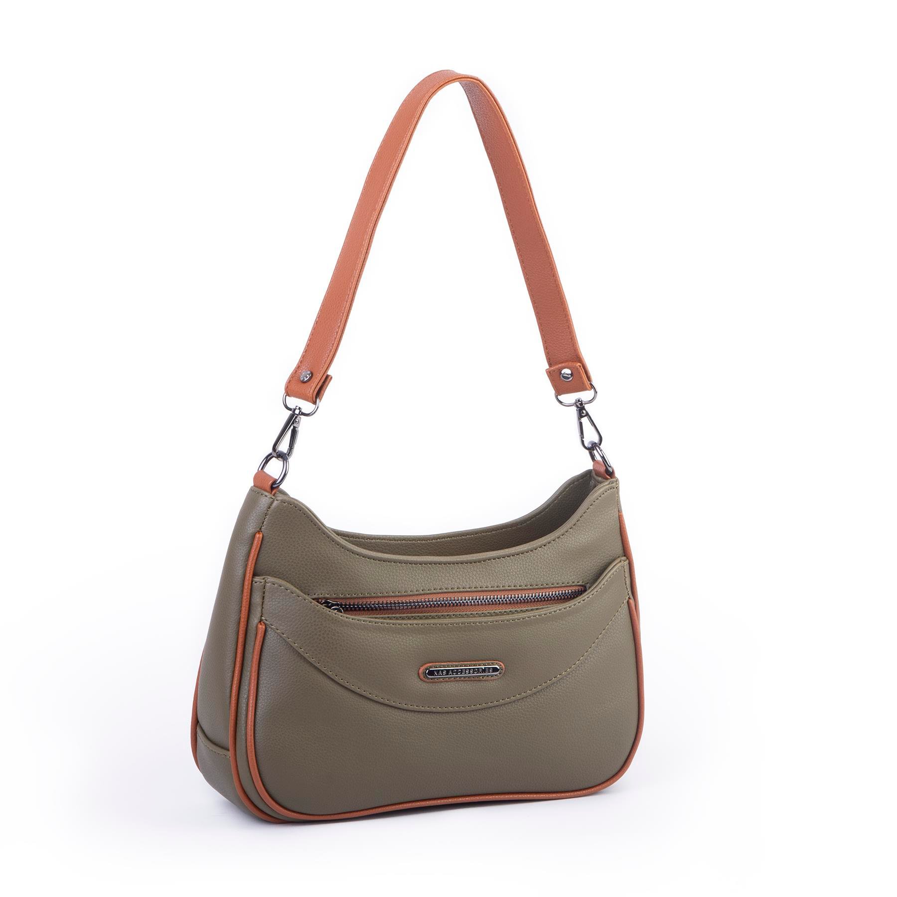 Nas Bag Kadın Omuz ve Çapraz Baget Çanta Yeşil Taba Prestij ( 28x17  cm)