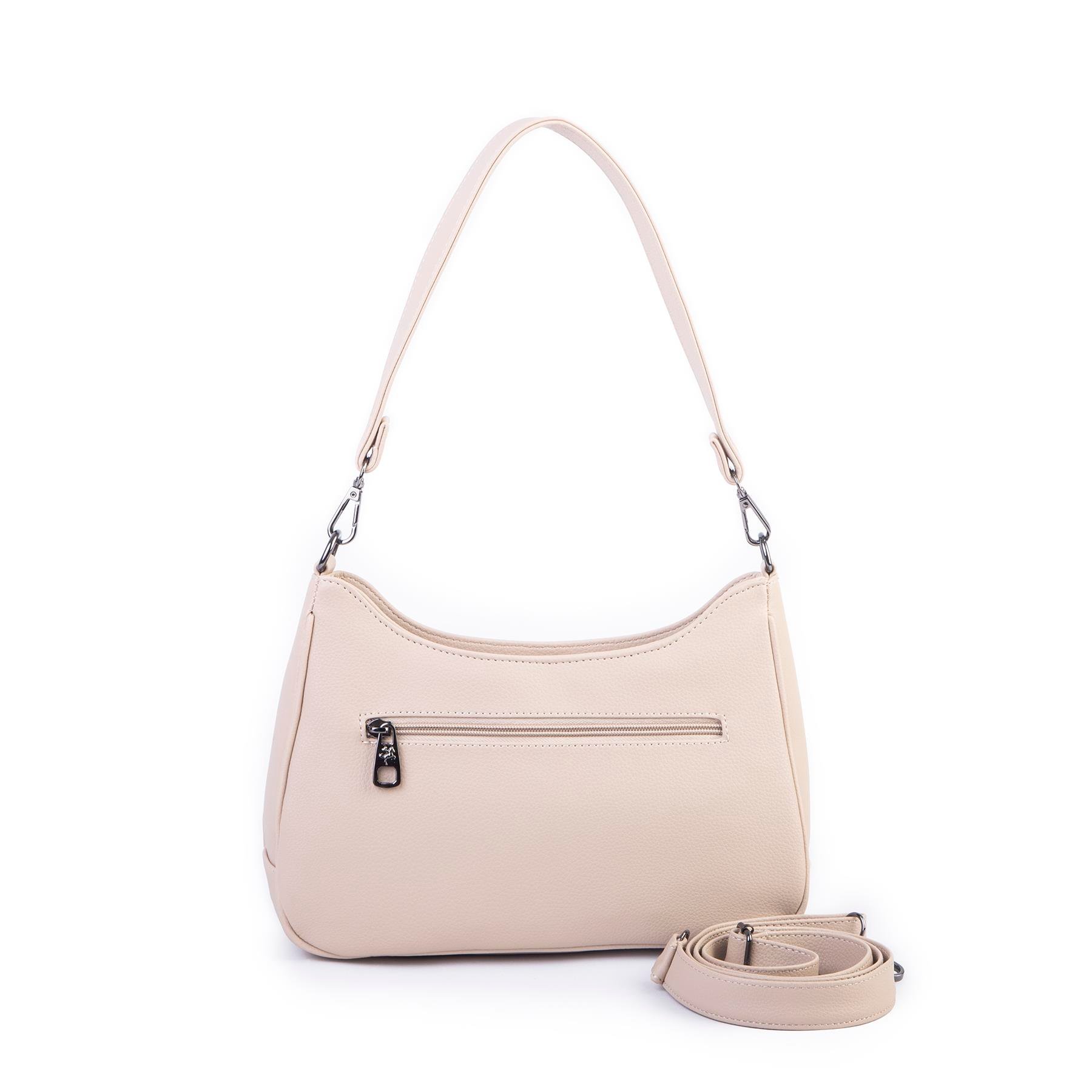 Nas Bag Kadın Omuz ve Çapraz Baget Çanta Kum  Prestij ( 28x17  cm)